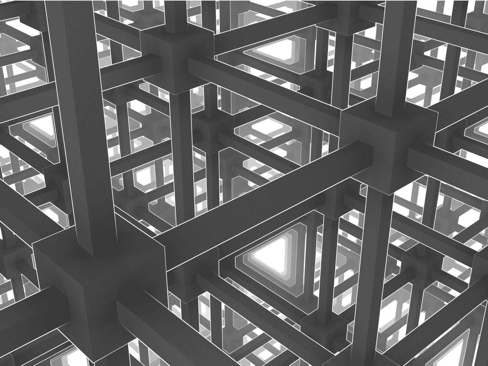 A Black And White Image Of A 3d Structure Background