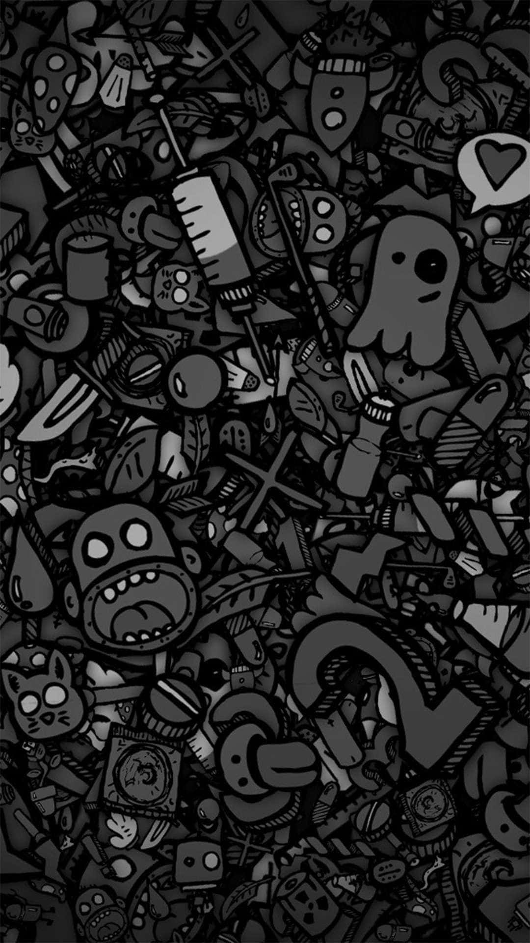 A Black And White Image Of A Black And White Doodle Background