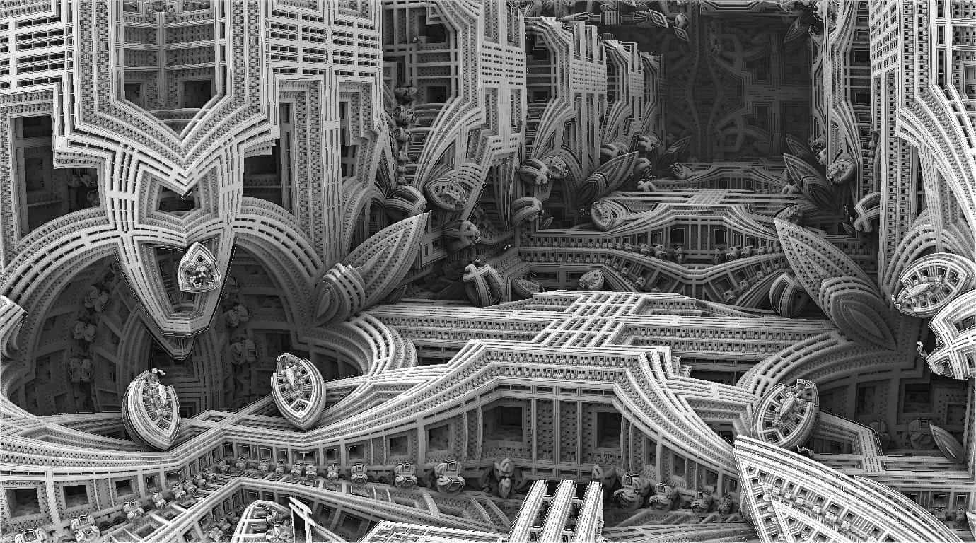 A Black And White Image Of A Futuristic City