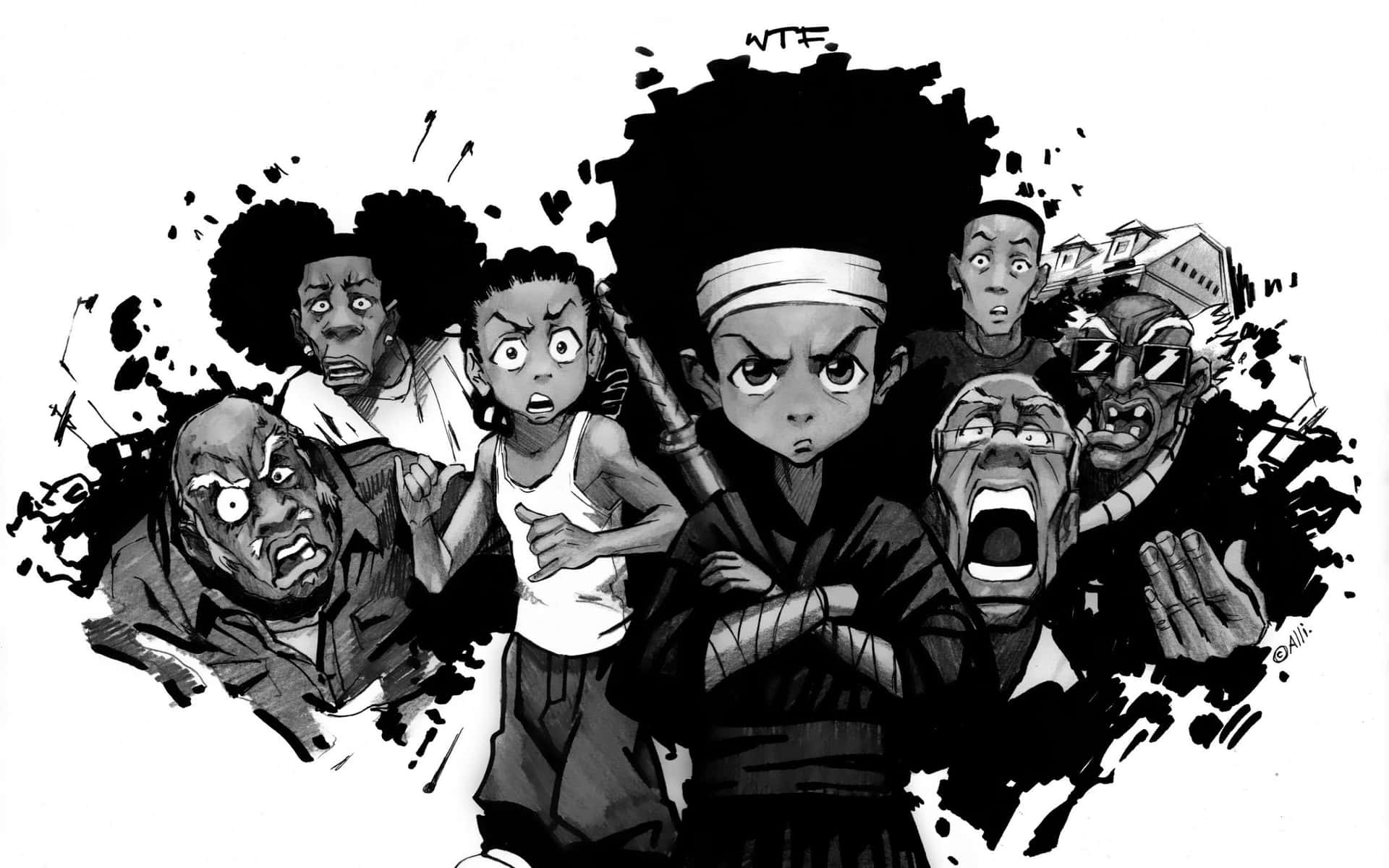 A Black And White Image Of A Group Of People With A Black Background Background