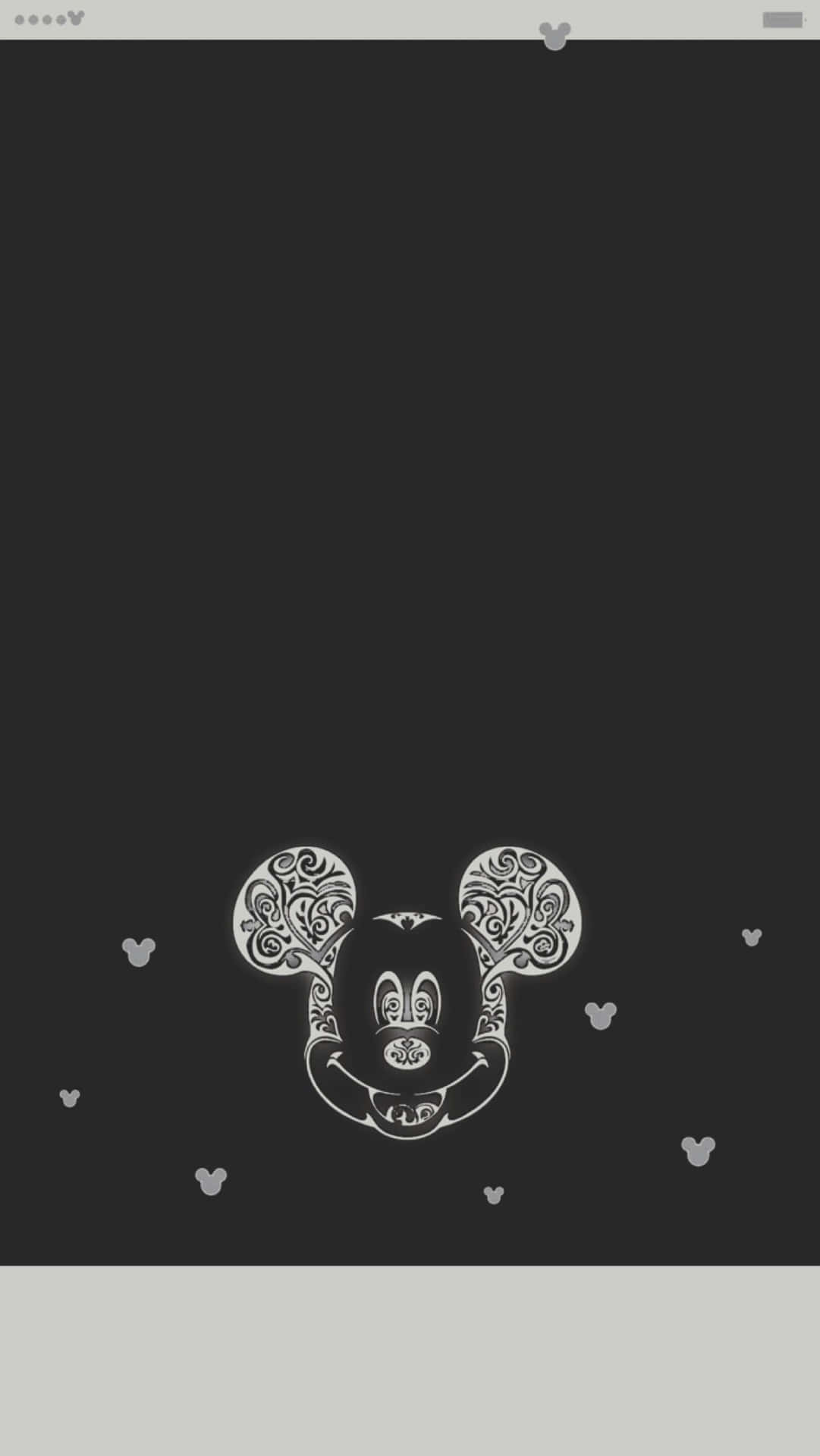 A Black And White Image Of A Mouse With Hearts Background
