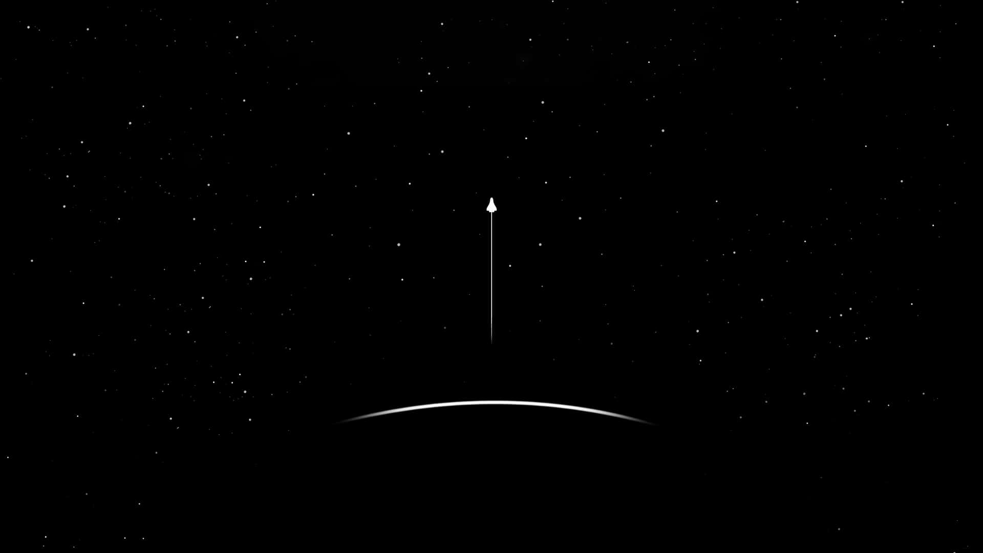 A Black And White Image Of A Rocket In Space Background