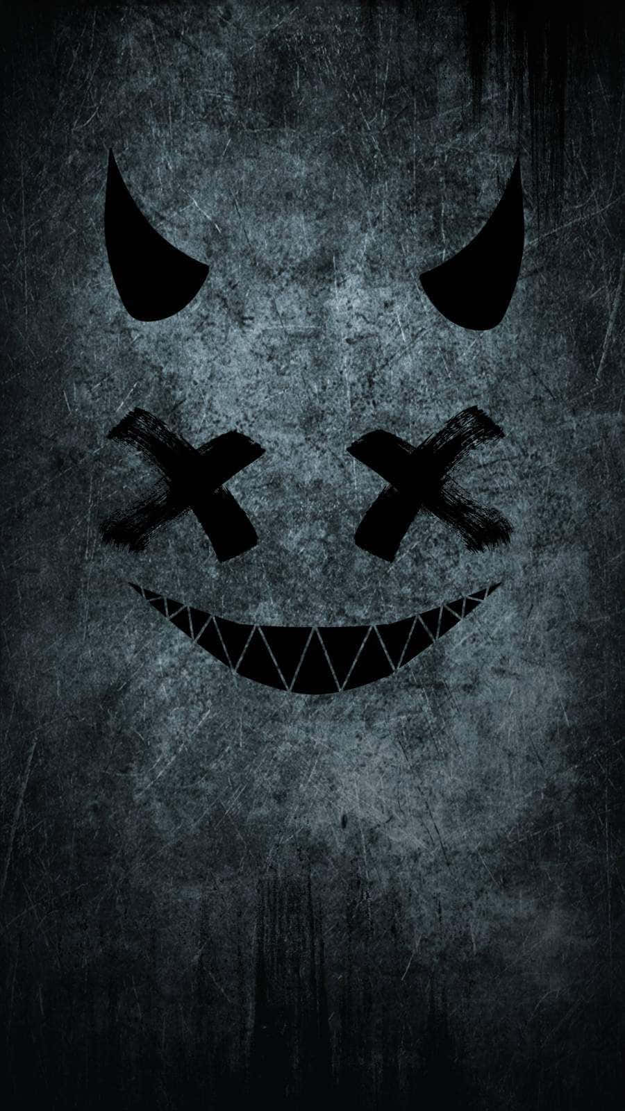 A Black And White Image Of A Scary Face Background