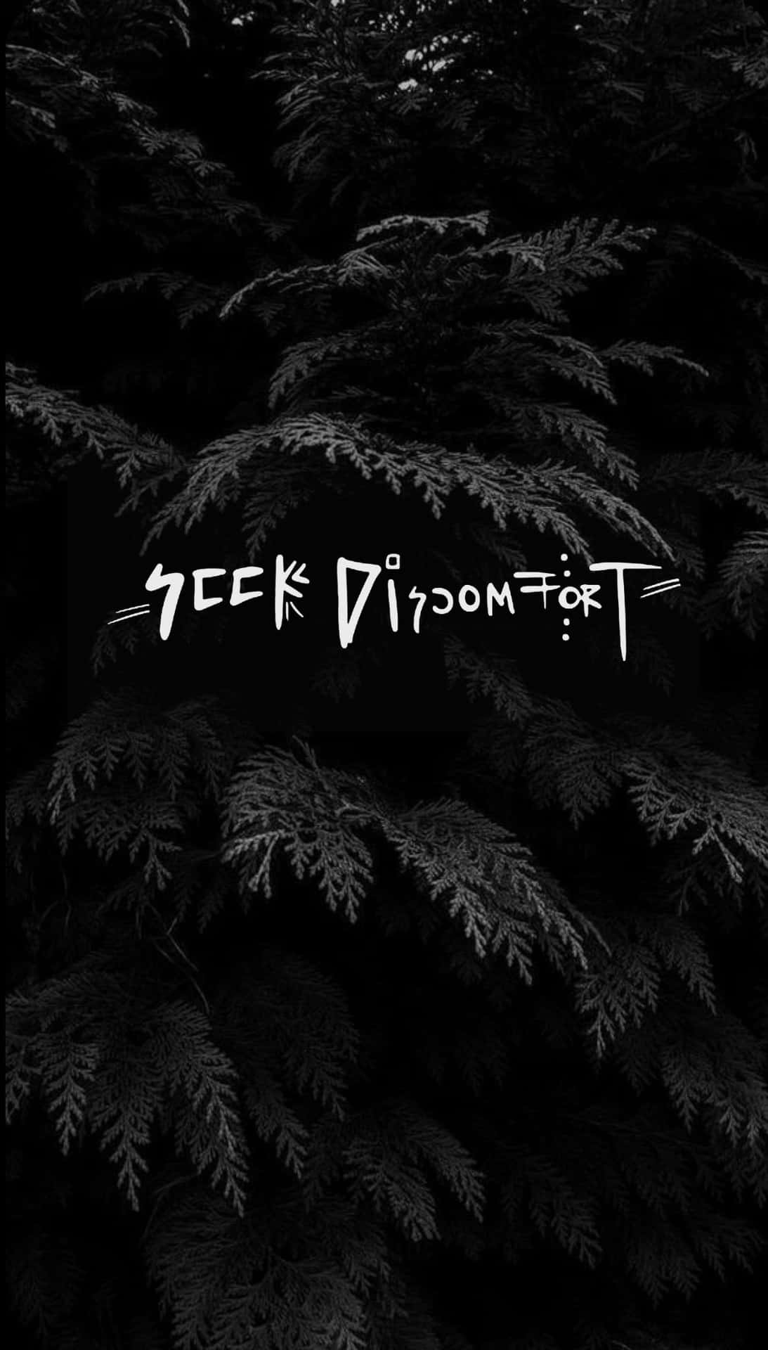 A Black And White Image Of A Tree With The Words'seek Discord' Background