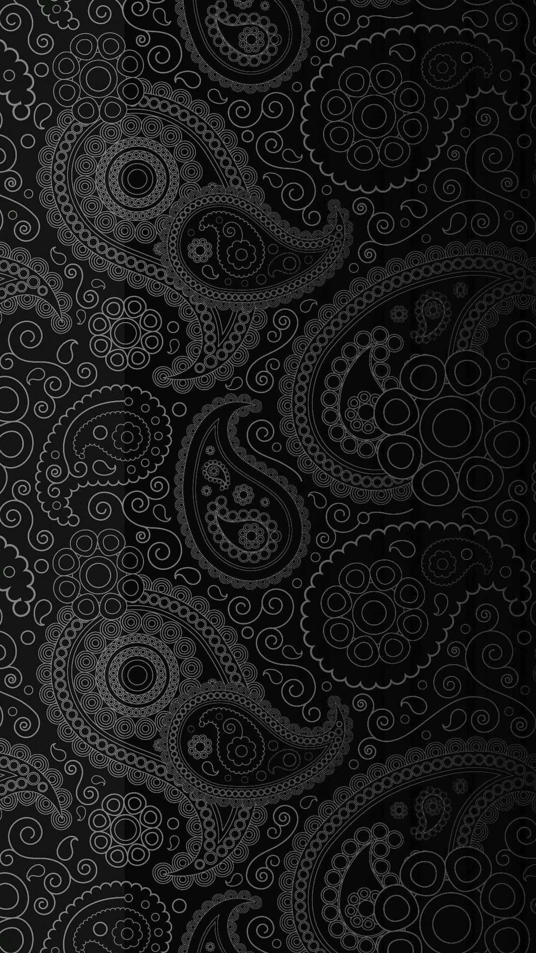 A Black And White Paisley Pattern On A Black Background Background