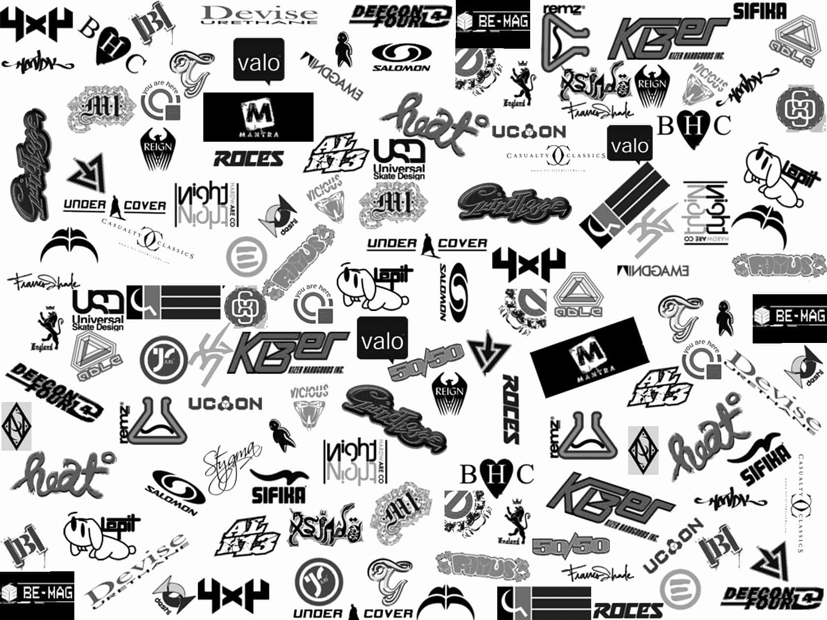 A Black And White Photo Of Many Different Logos Background