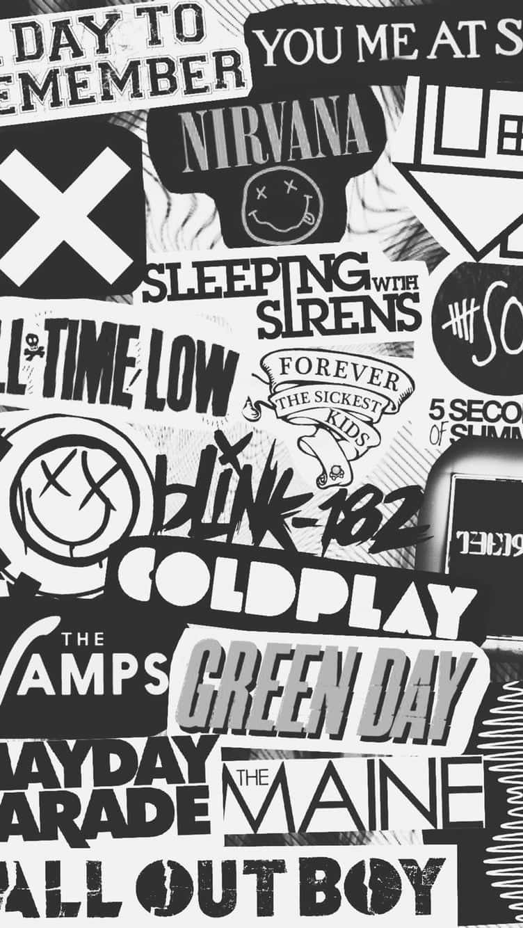 A Black And White Photo Of Various Stickers Background