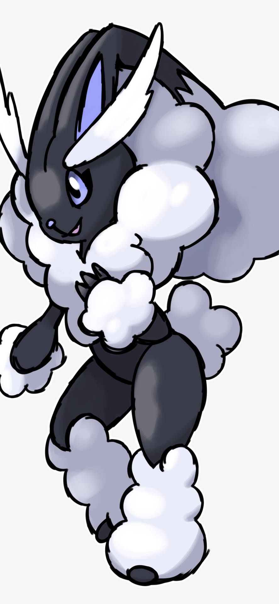 A Black And White Pokemon With A White Hat Background