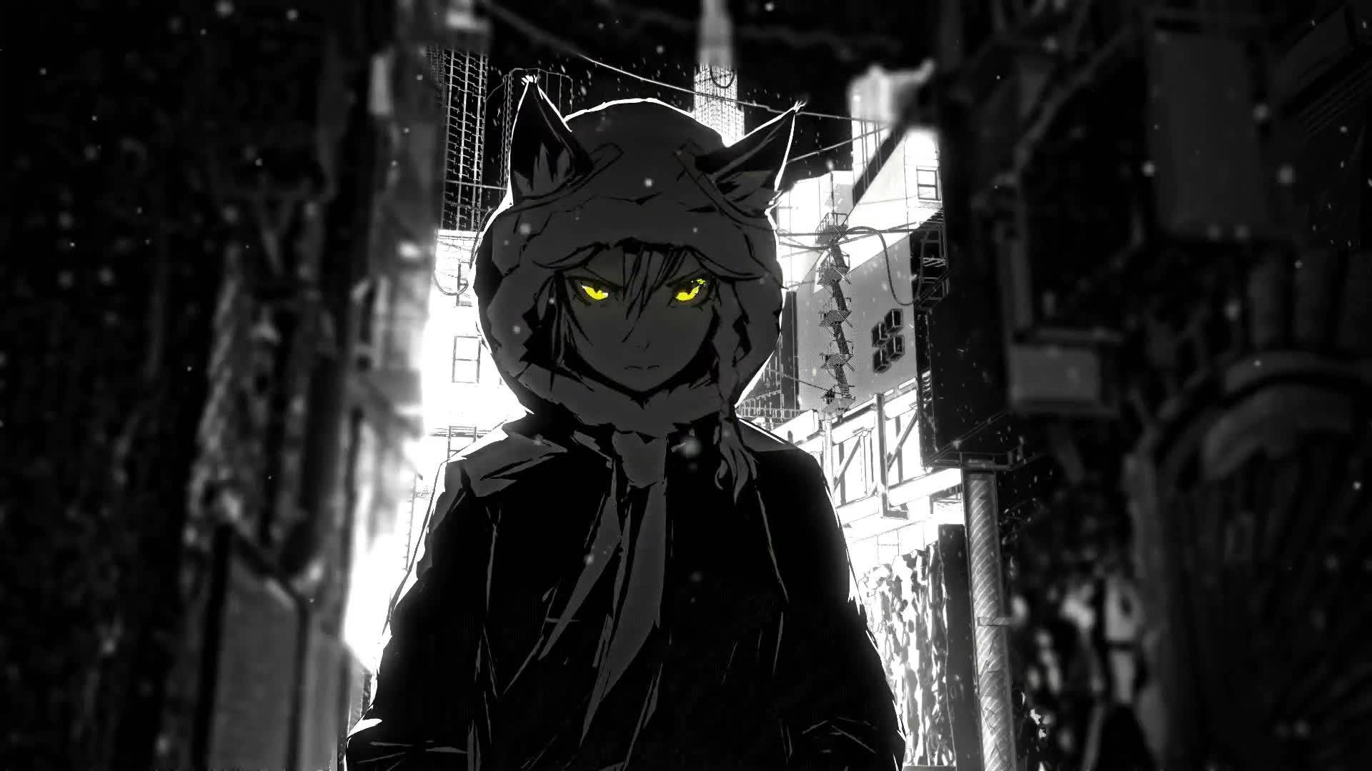 A Black And White Portrait Of A Creative Anime Boy Background