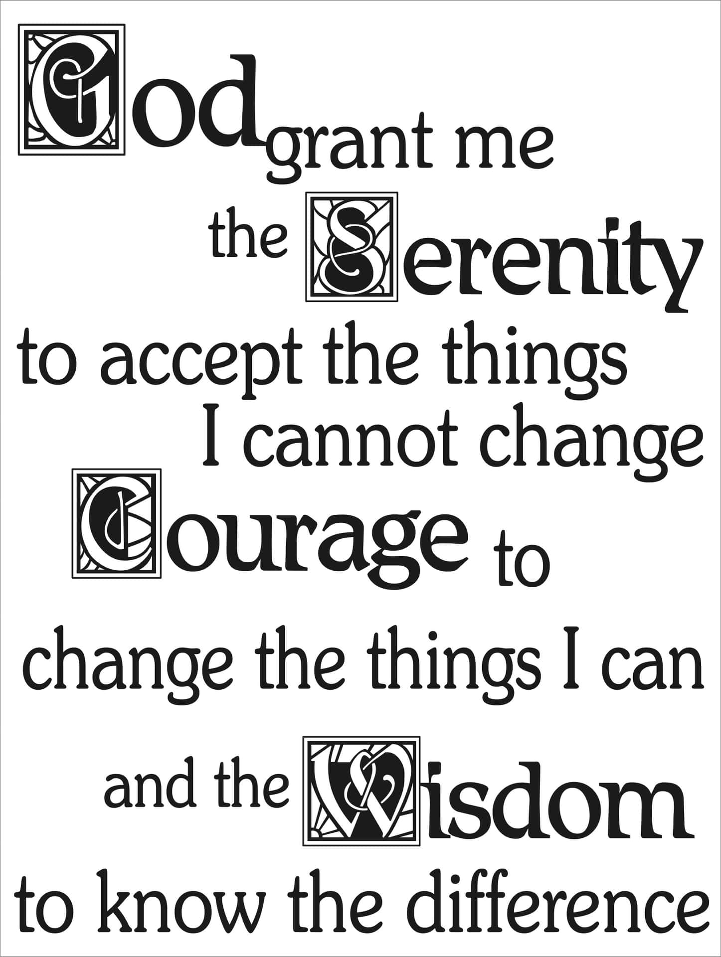 A Black And White Quote That Says God Grant Me The Serenity Background