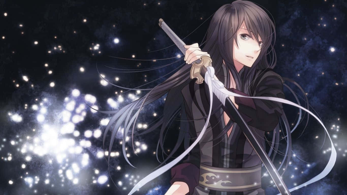 A Black Anime Boy Surrounded By Colorful Flowers Background
