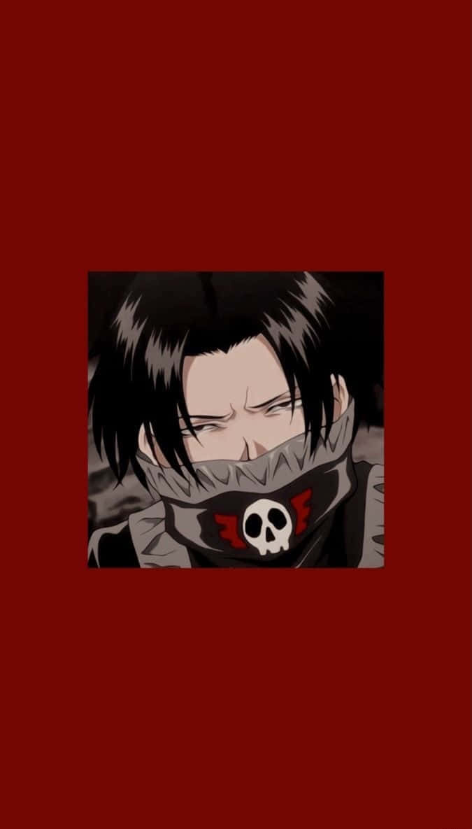 A Black Anime Character With A Skull On His Head Background
