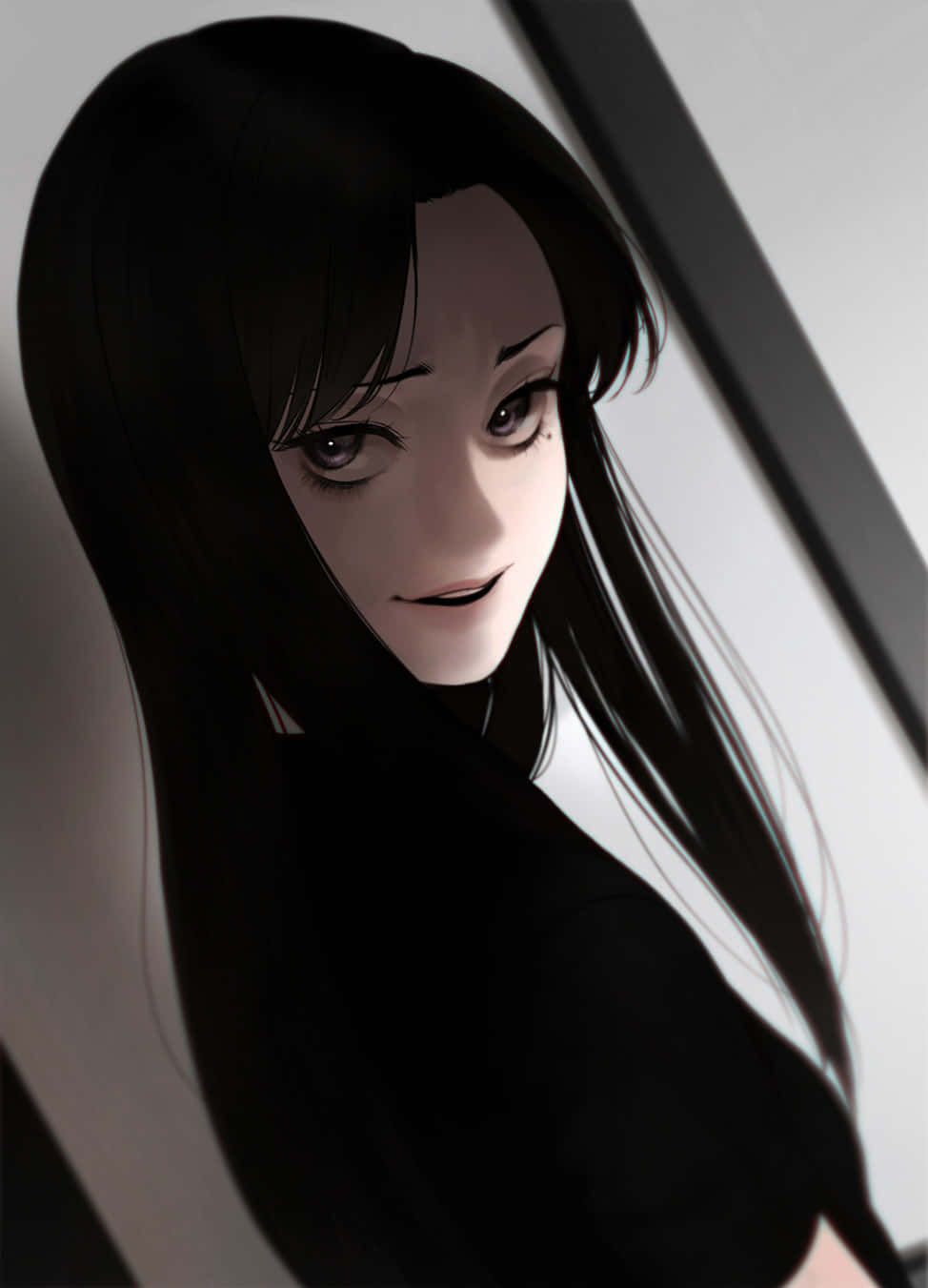 A Black Anime Girl With Long Hair Background