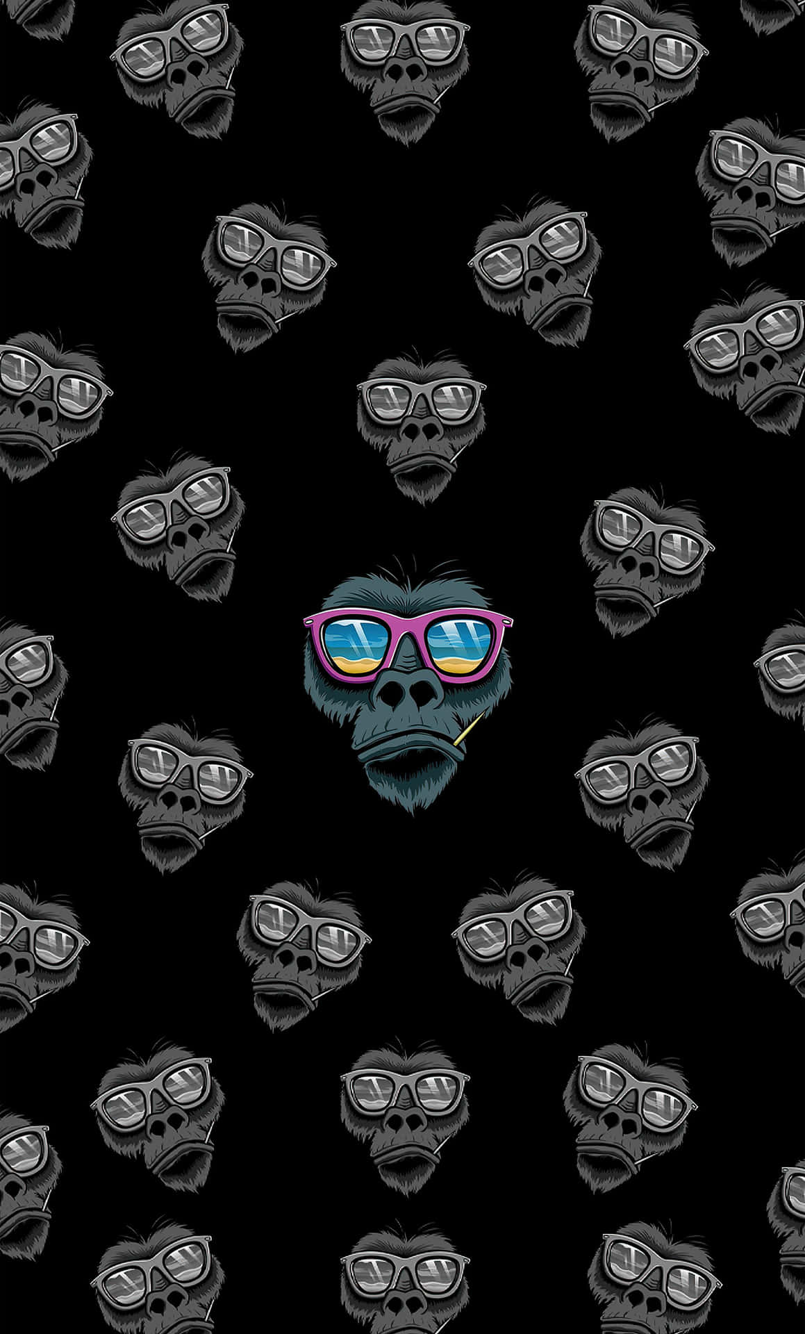 A Black Background With A Black Gorilla With Glasses Background