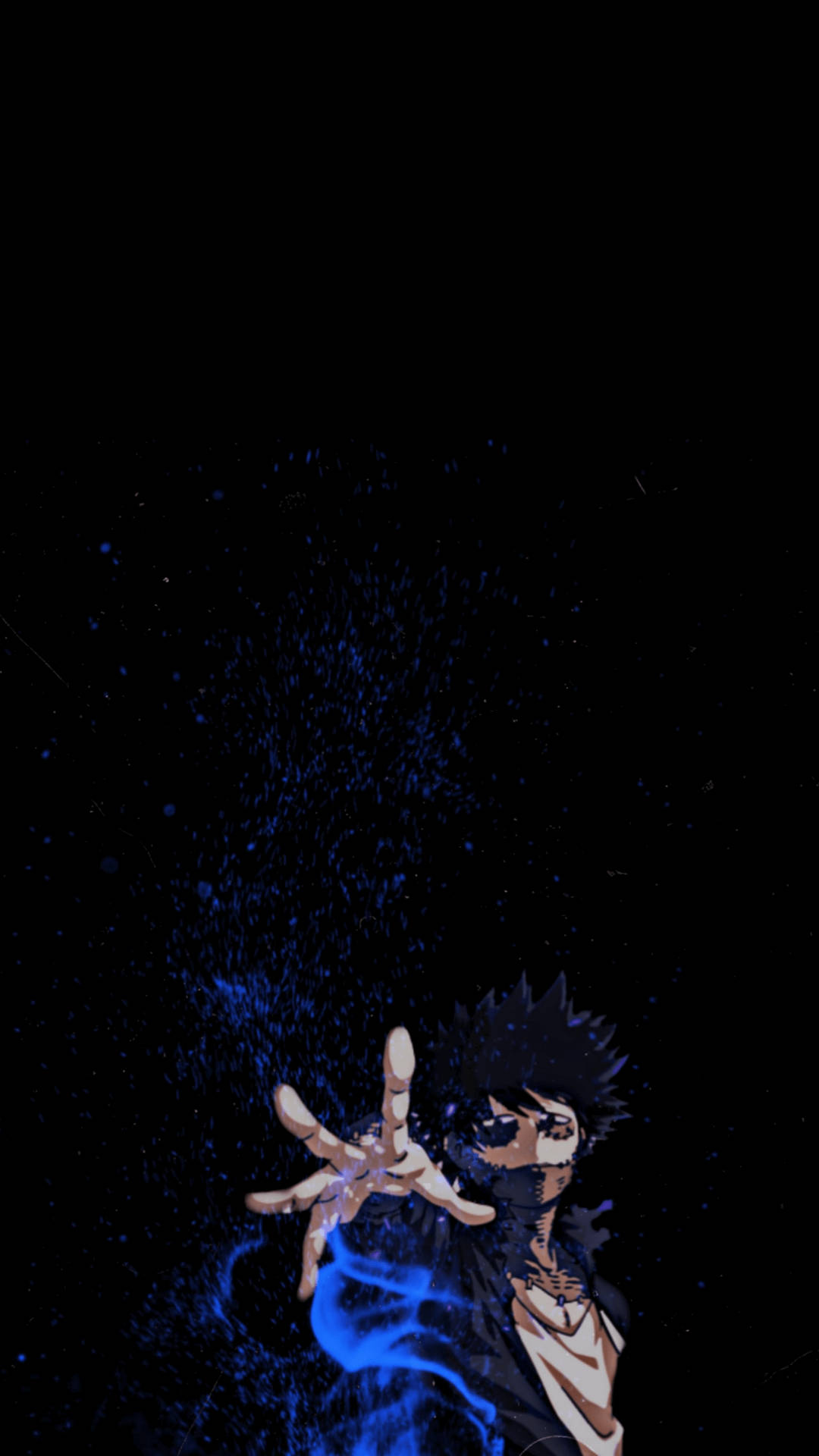 A Black Background With A Blue Character Background