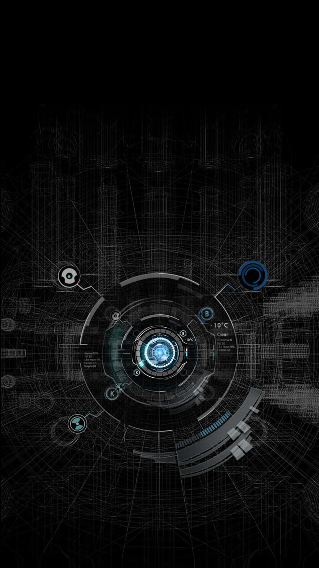 A Black Background With A Circular Design Background