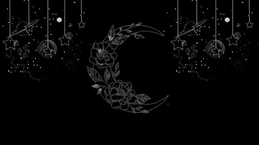 A Black Background With A Crescent And Stars Background