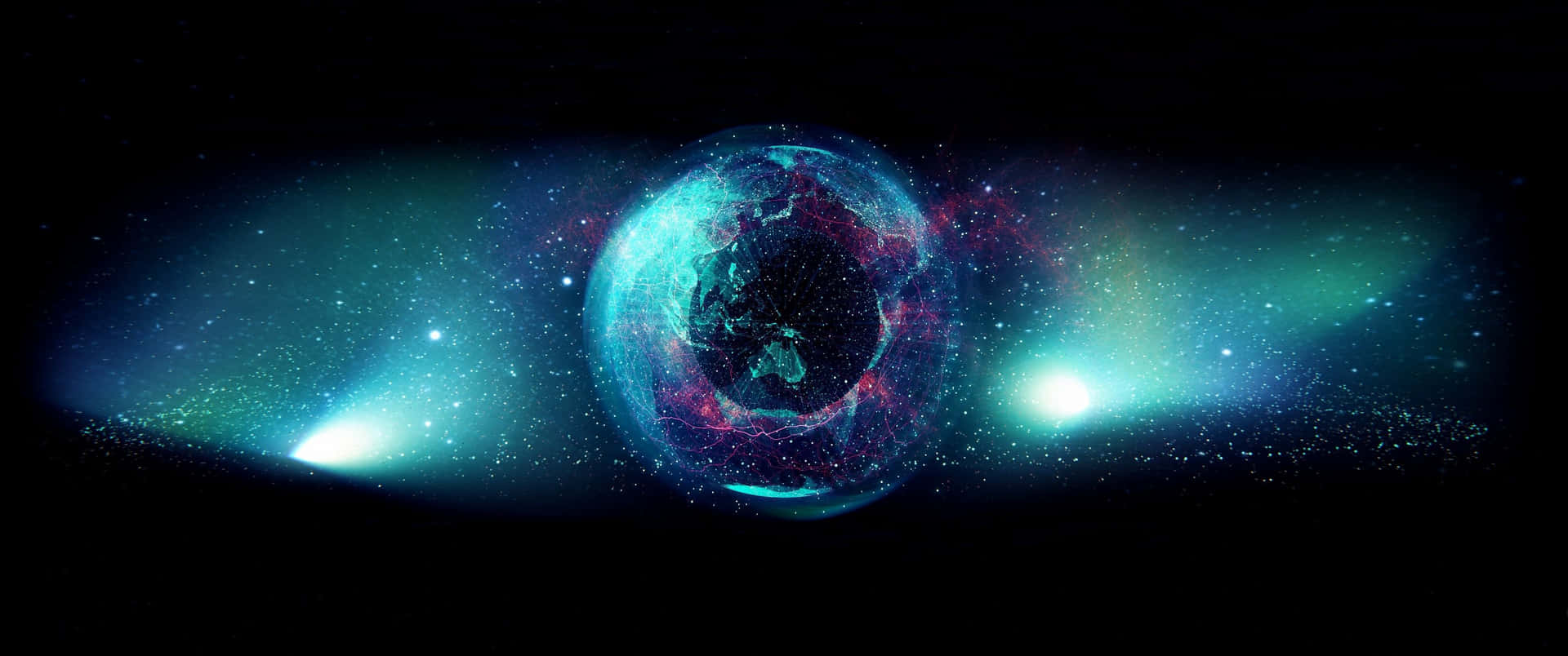 A Black Background With A Glowing Ring Of Light Background
