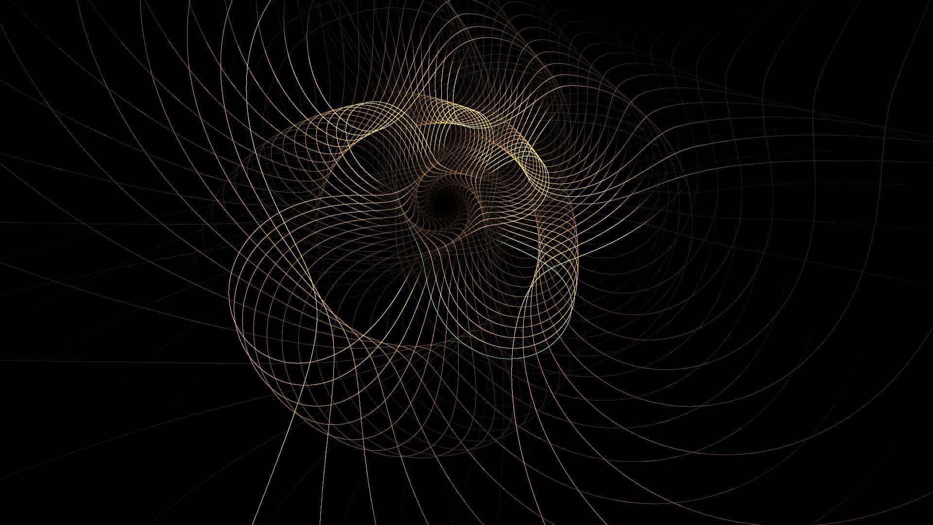 A Black Background With A Golden Spiral Design Background