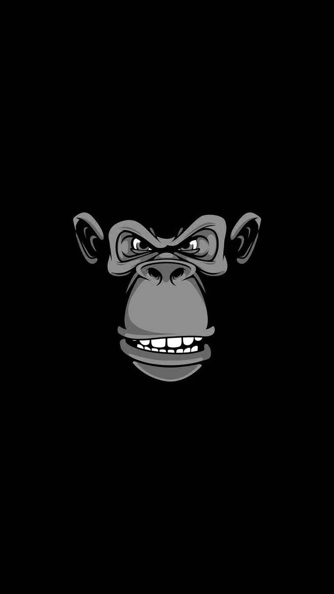 A Black Background With A Gorilla Face On It Background