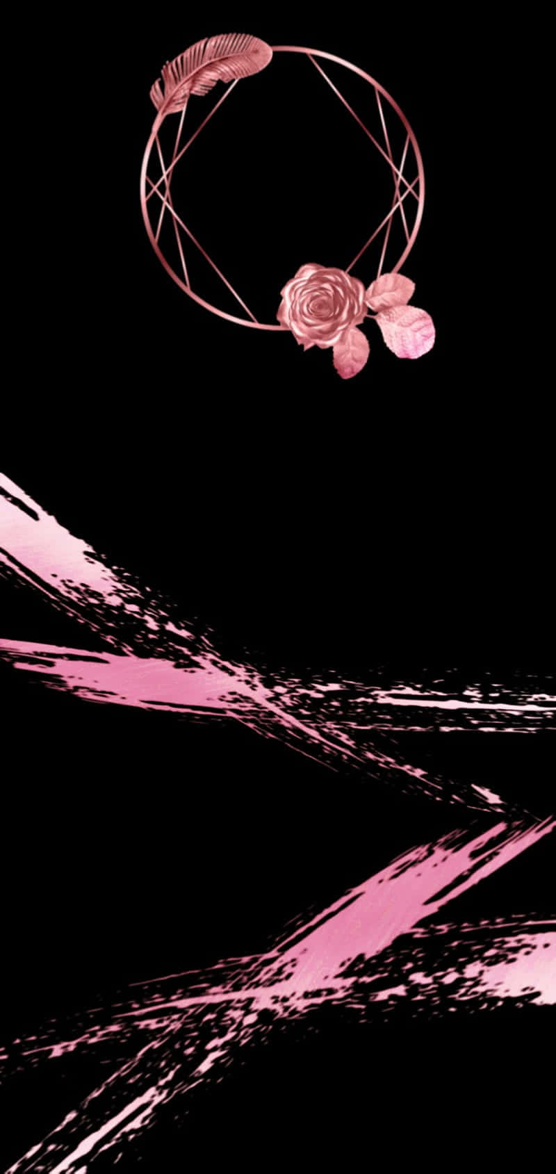 A Black Background With A Pink Circle And A Rose Background