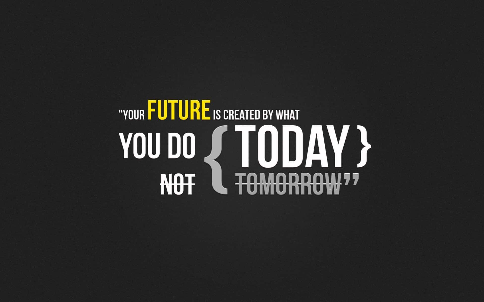 A Black Background With A Quote That Says,'your Future Is In Your Hands Today Not Tomorrow' Background