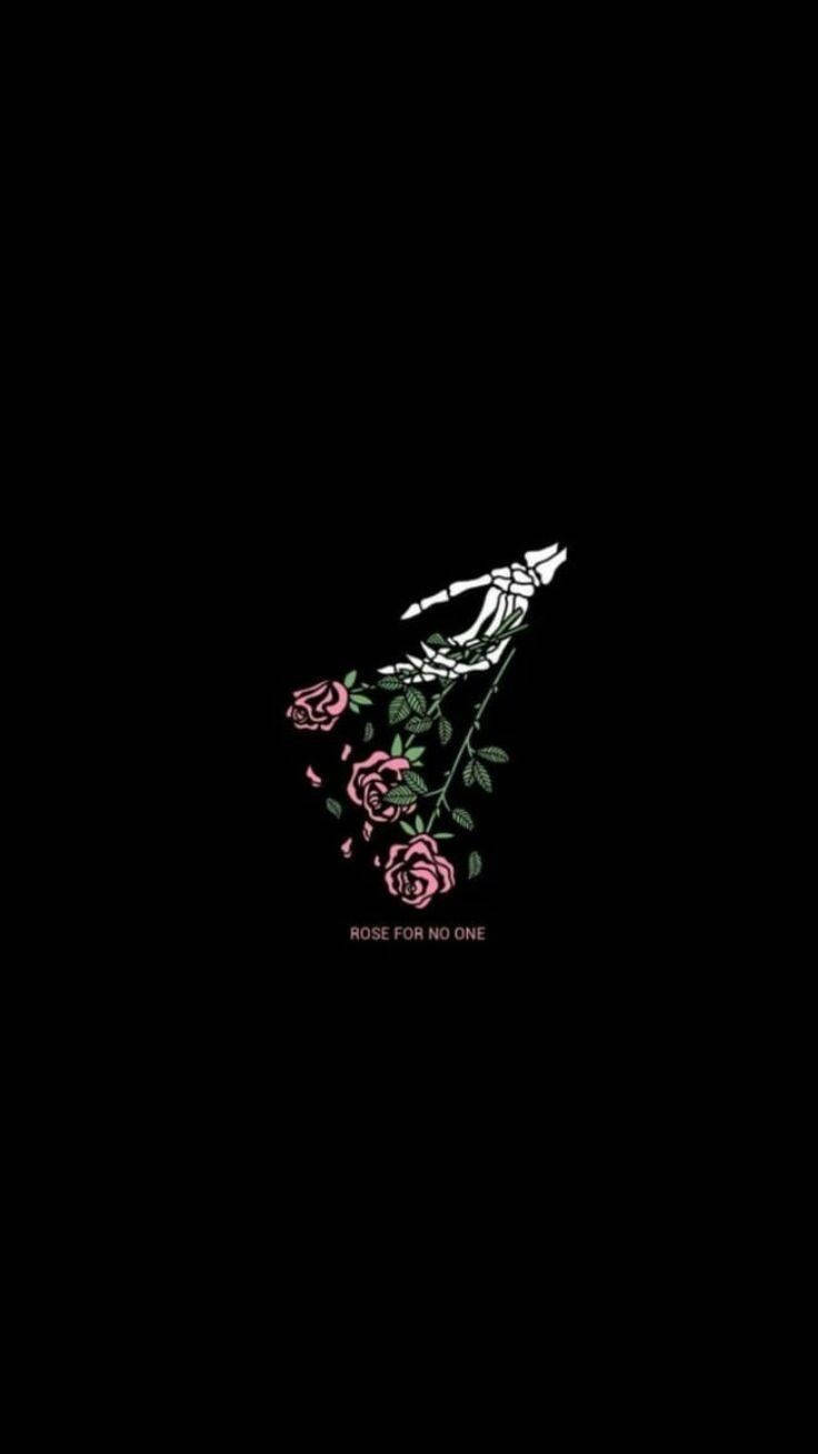 A Black Background With A Rose On It Background