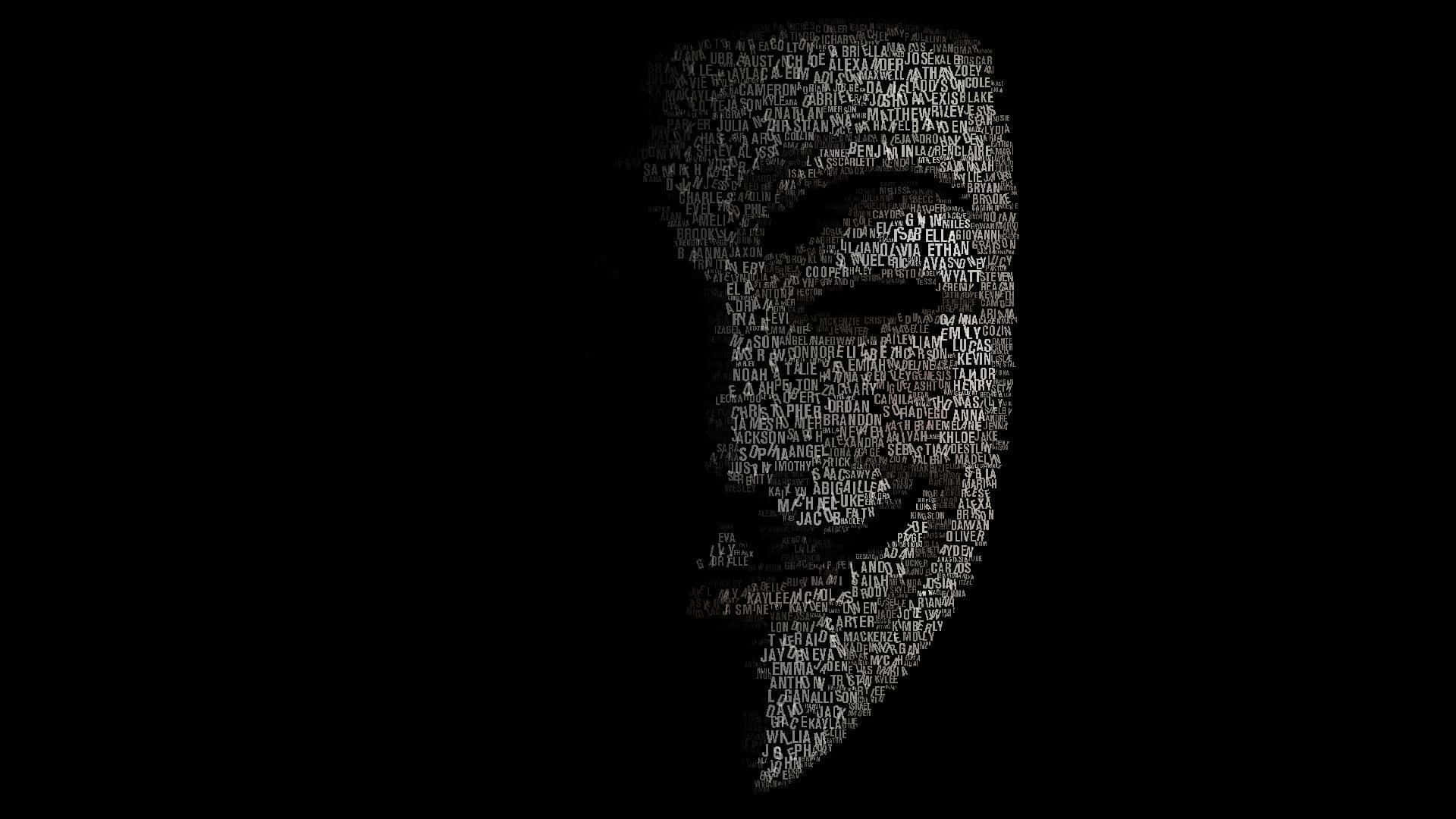 A Black Background With A V For Vendetta Mask Background