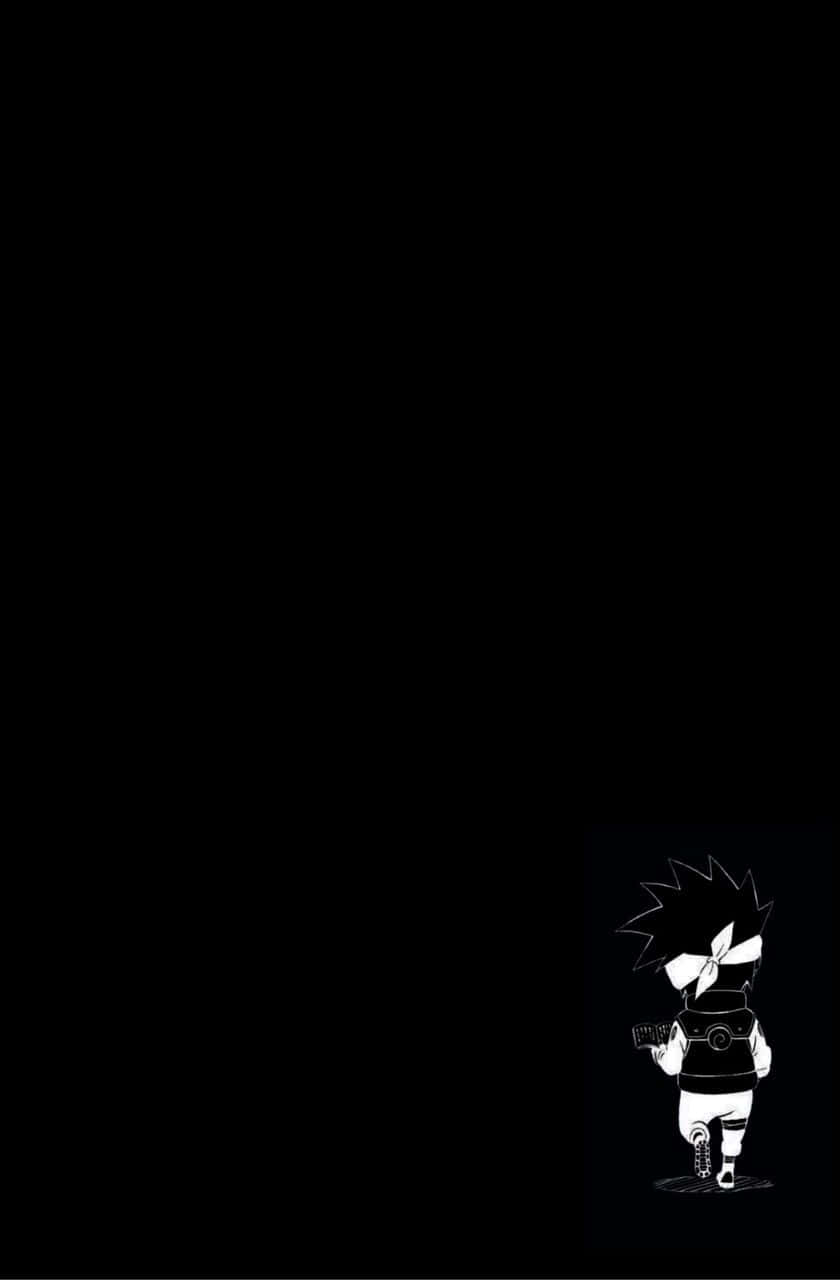 A Black Background With A White Cartoon Character Background