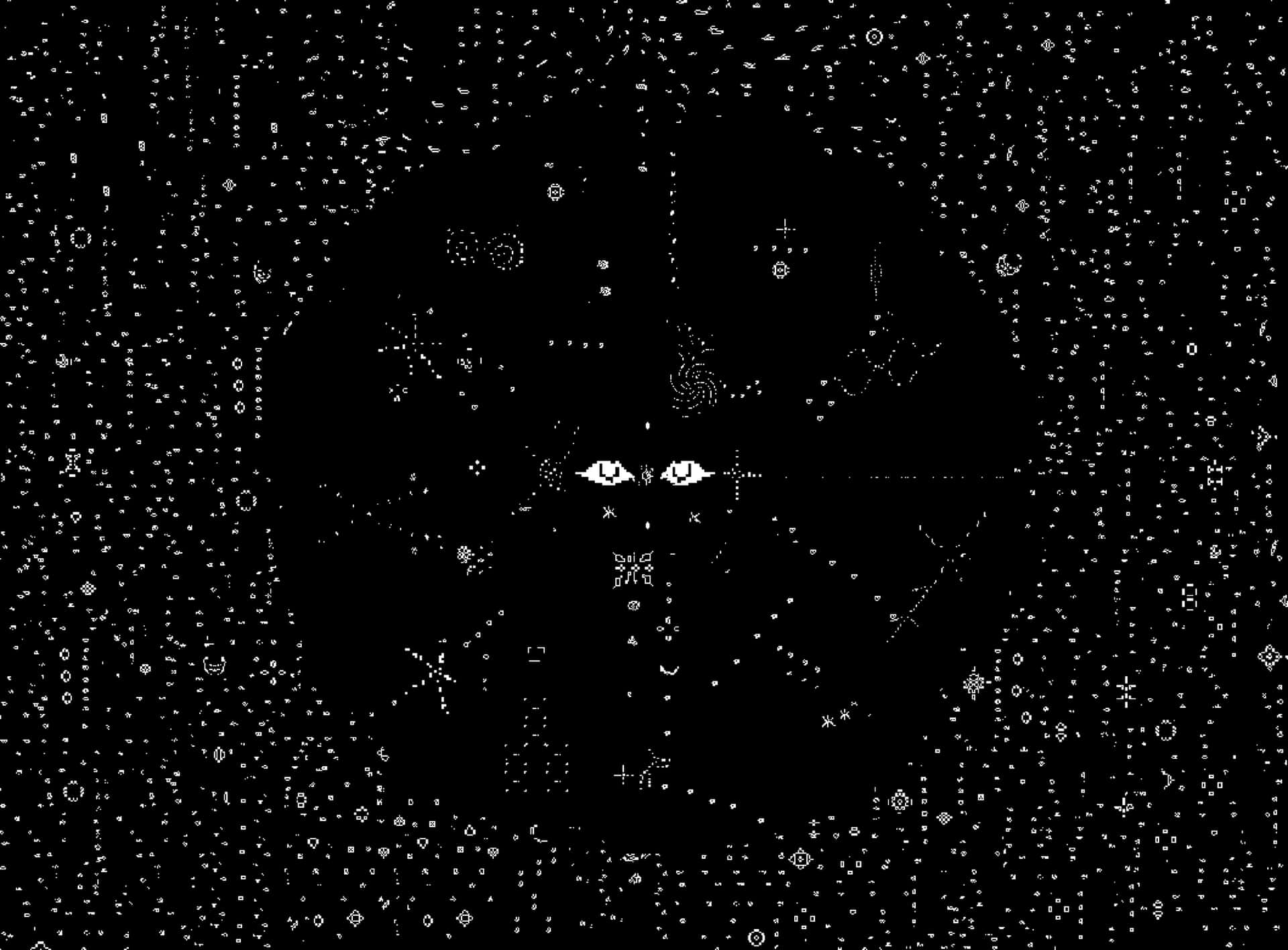 A Black Background With A White Circle And Stars Background