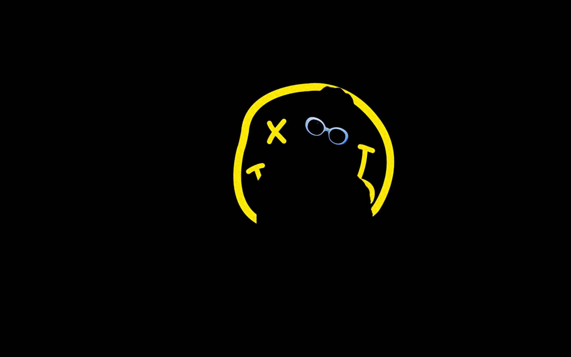 A Black Background With A Yellow And Blue Face