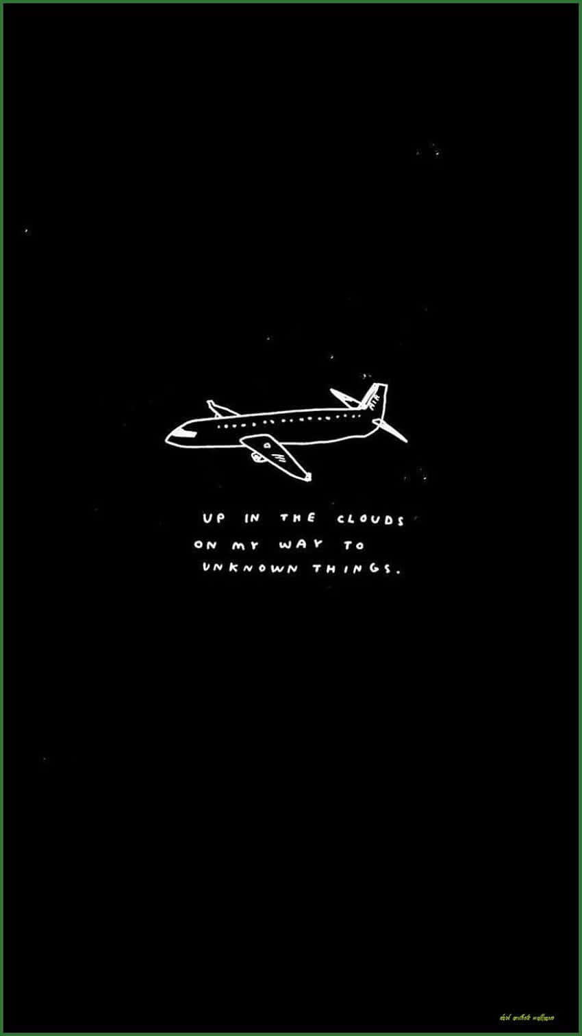 A Black Background With An Airplane On It Background