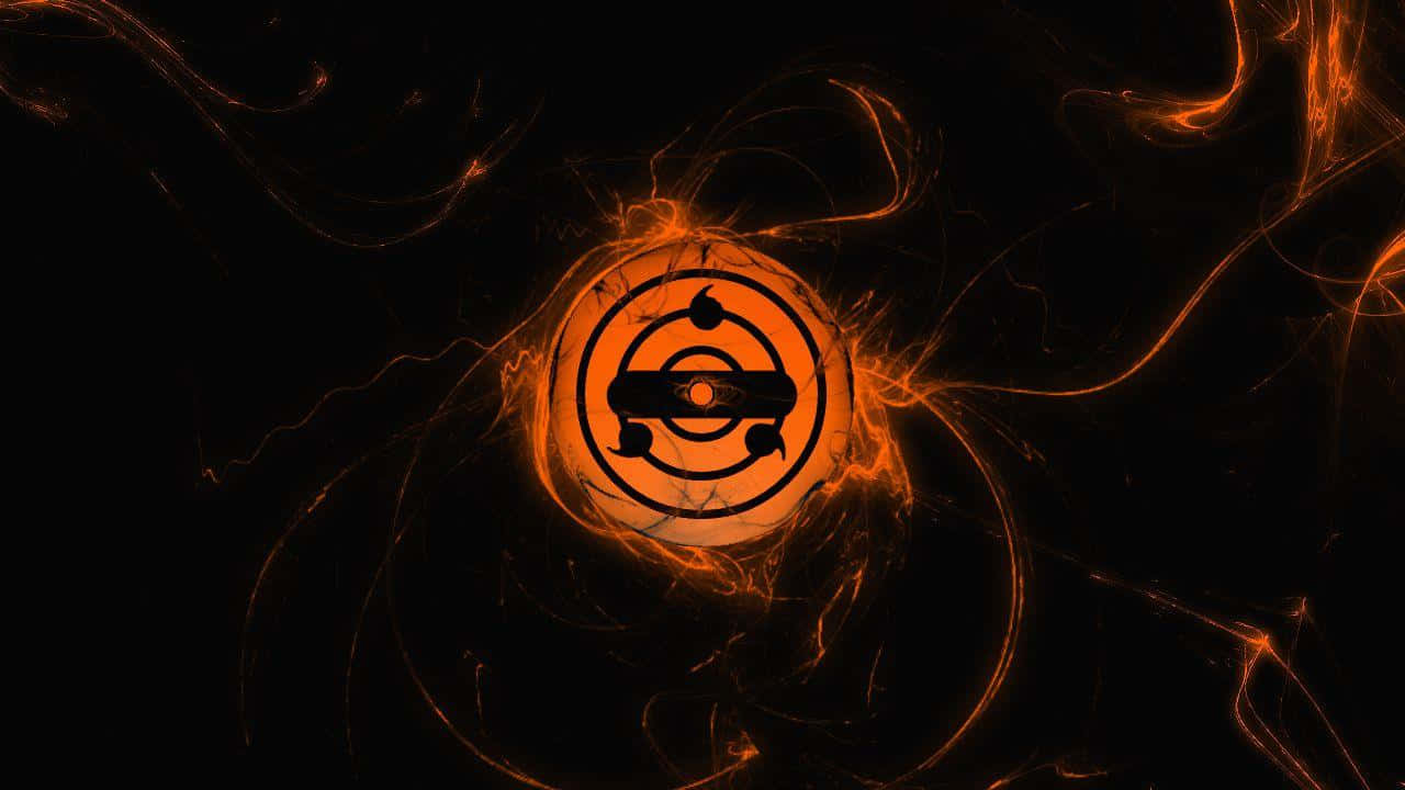 A Black Background With An Orange Flame Logo Background