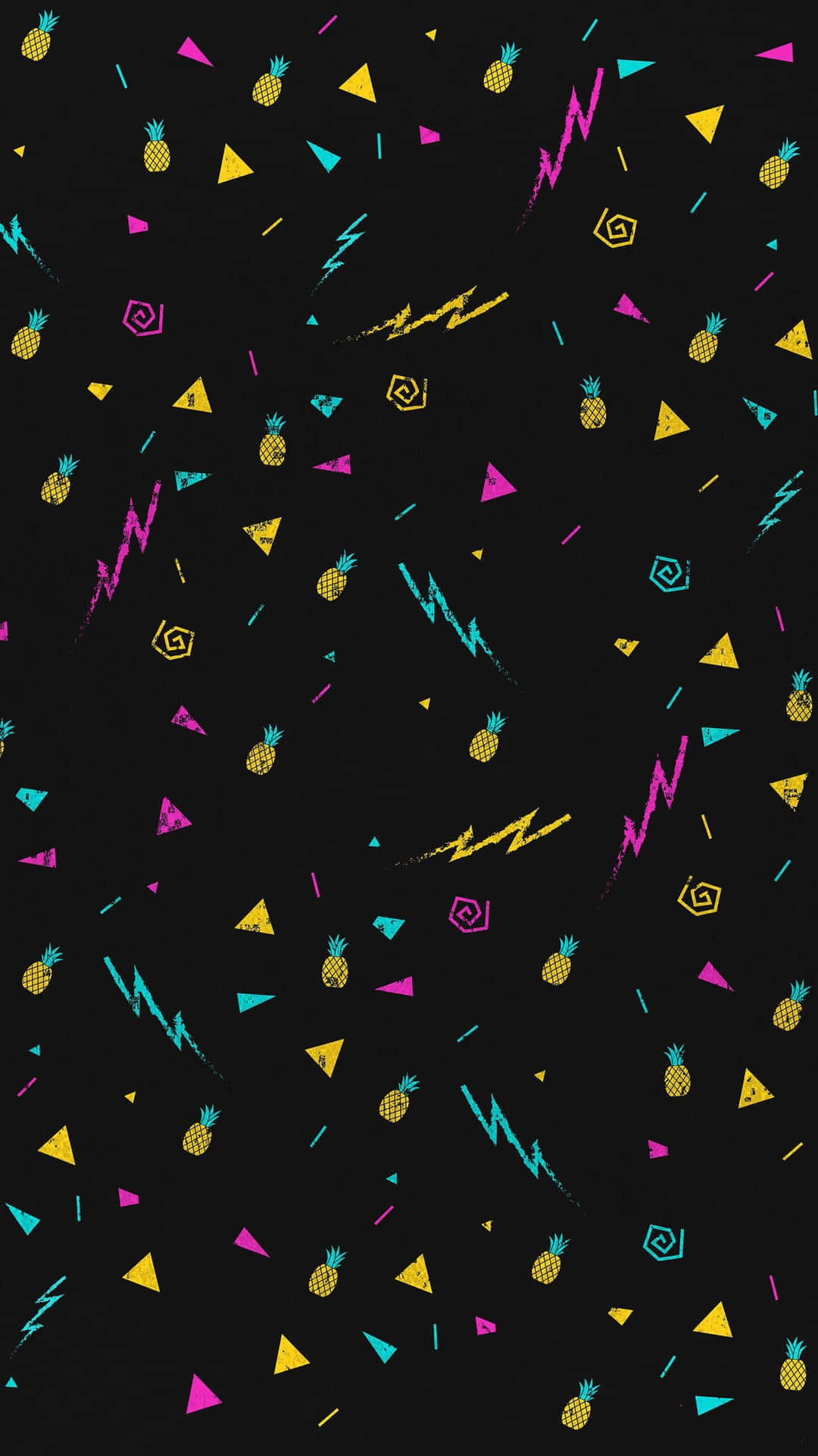 A Black Background With Colorful Shapes And A Rainbow Background