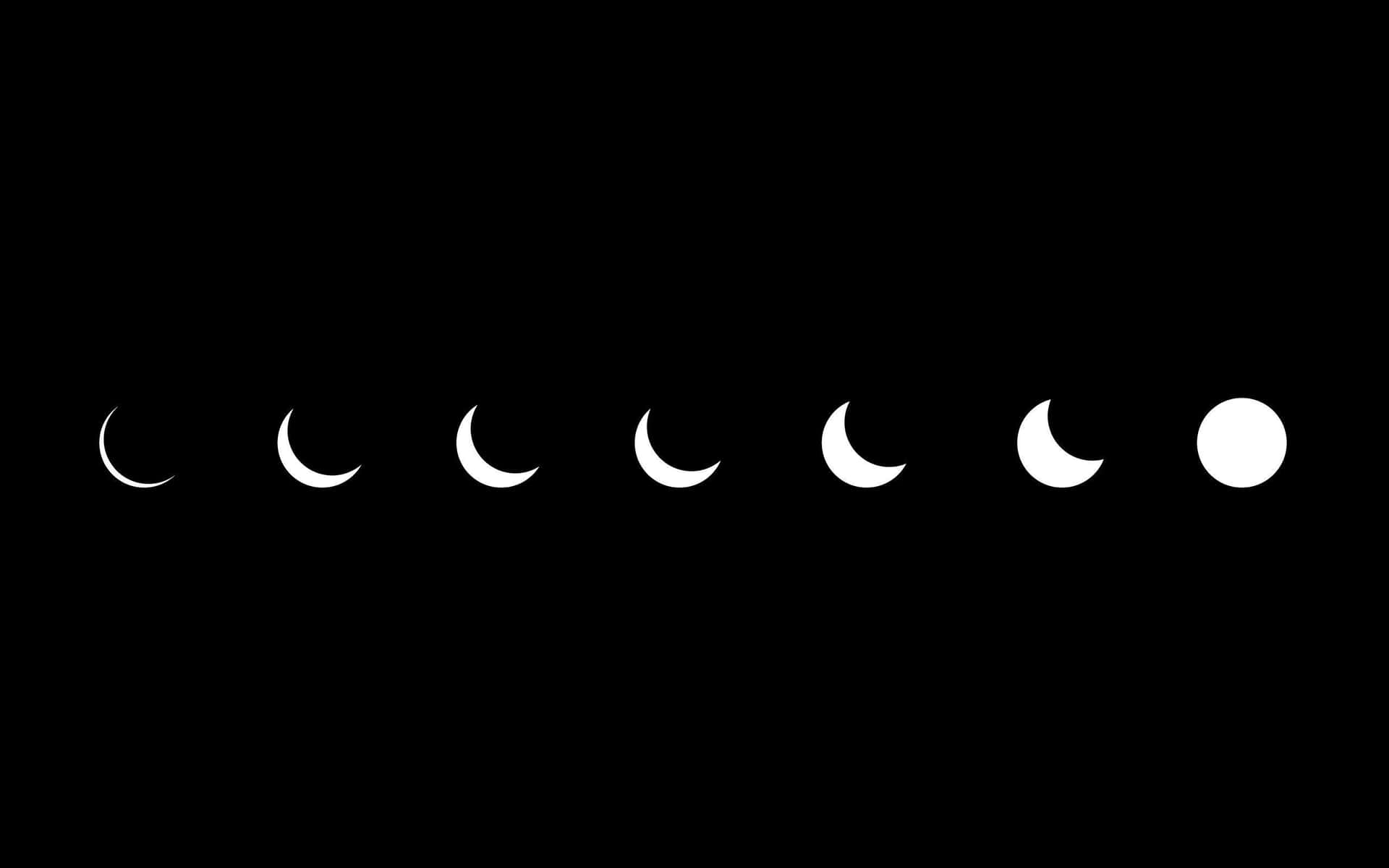 A Black Background With Different Phases Of The Moon