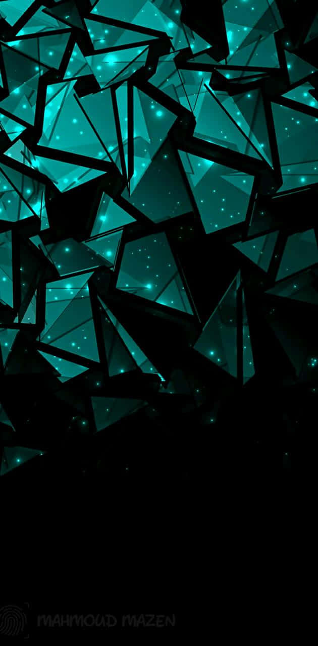 A Black Background With Green And Blue Triangles Background