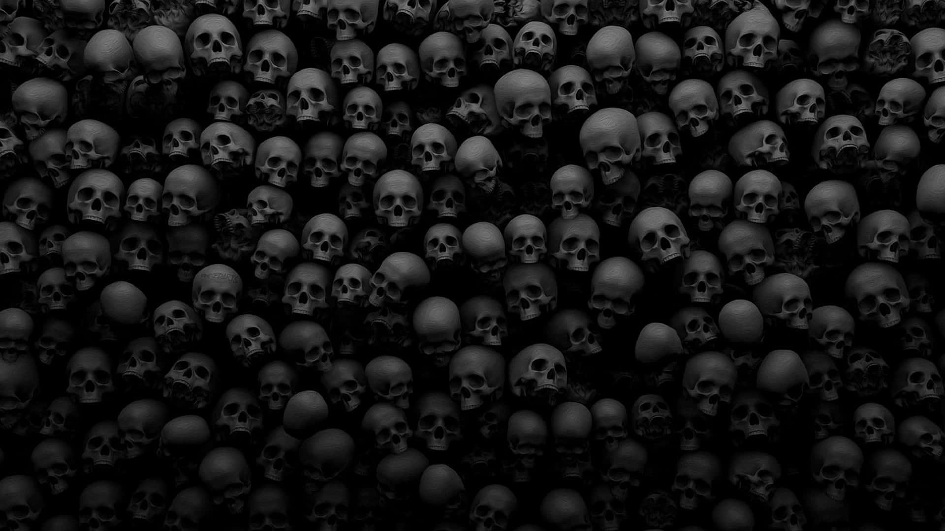 A Black Background With Many Skulls In It Background