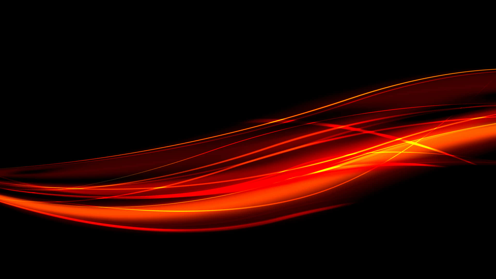 A Black Background With Orange And Red Waves