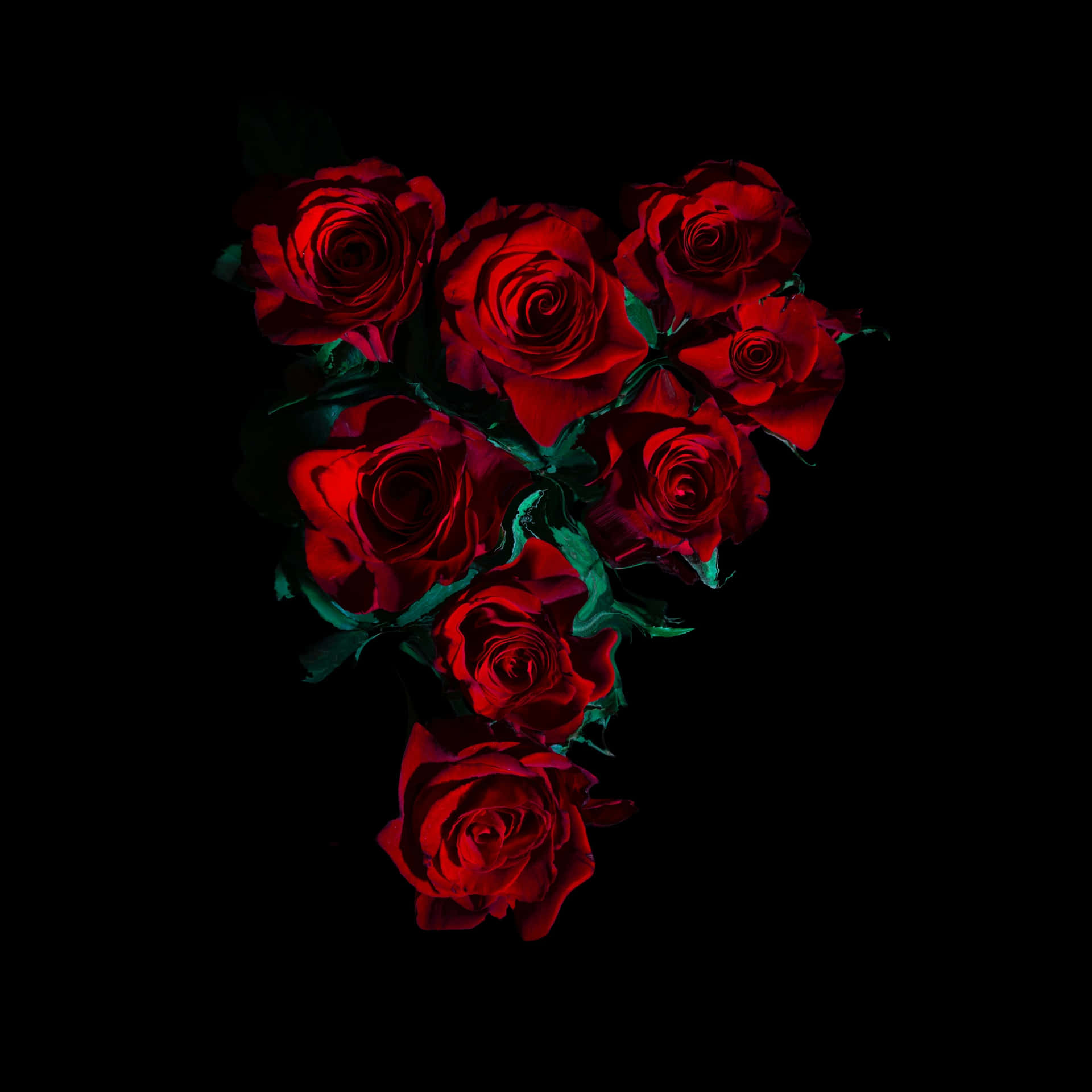 A Black Background With Red Roses On It