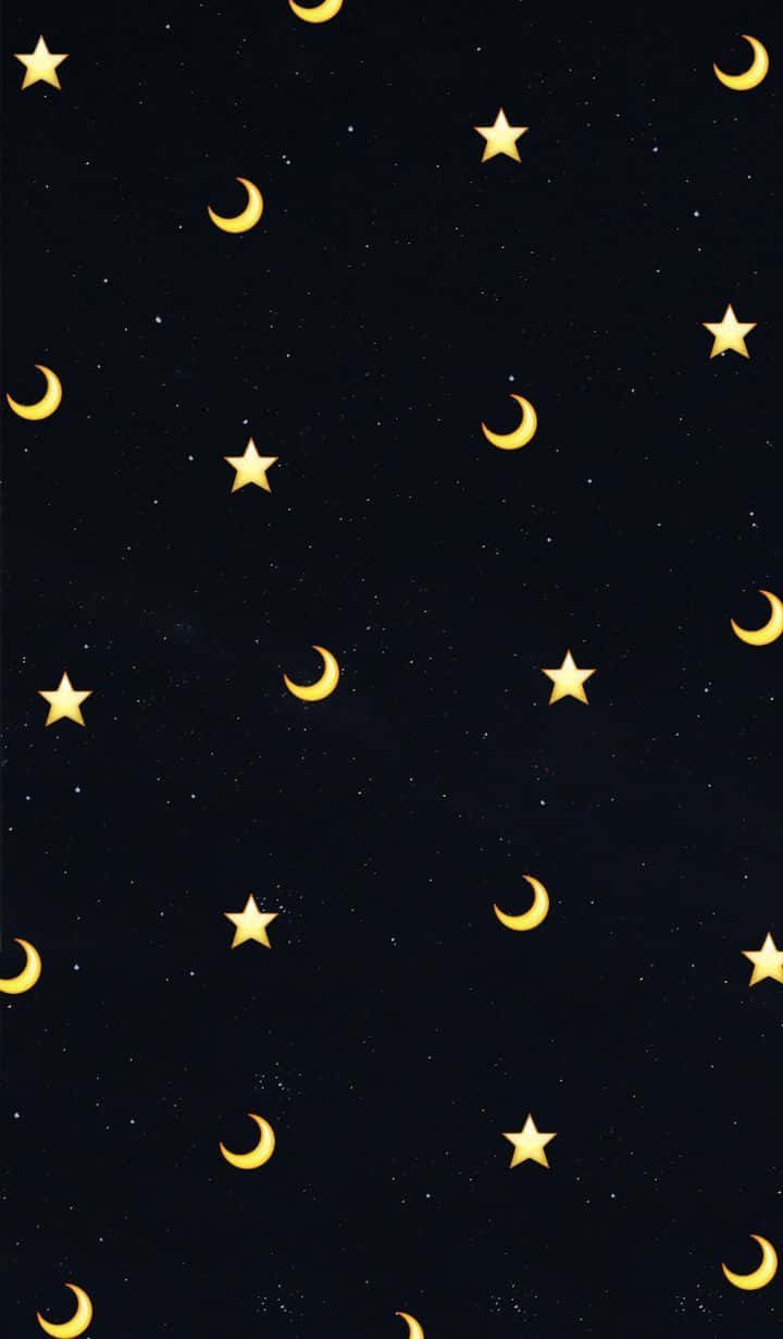 A Black Background With Stars And Moons Background