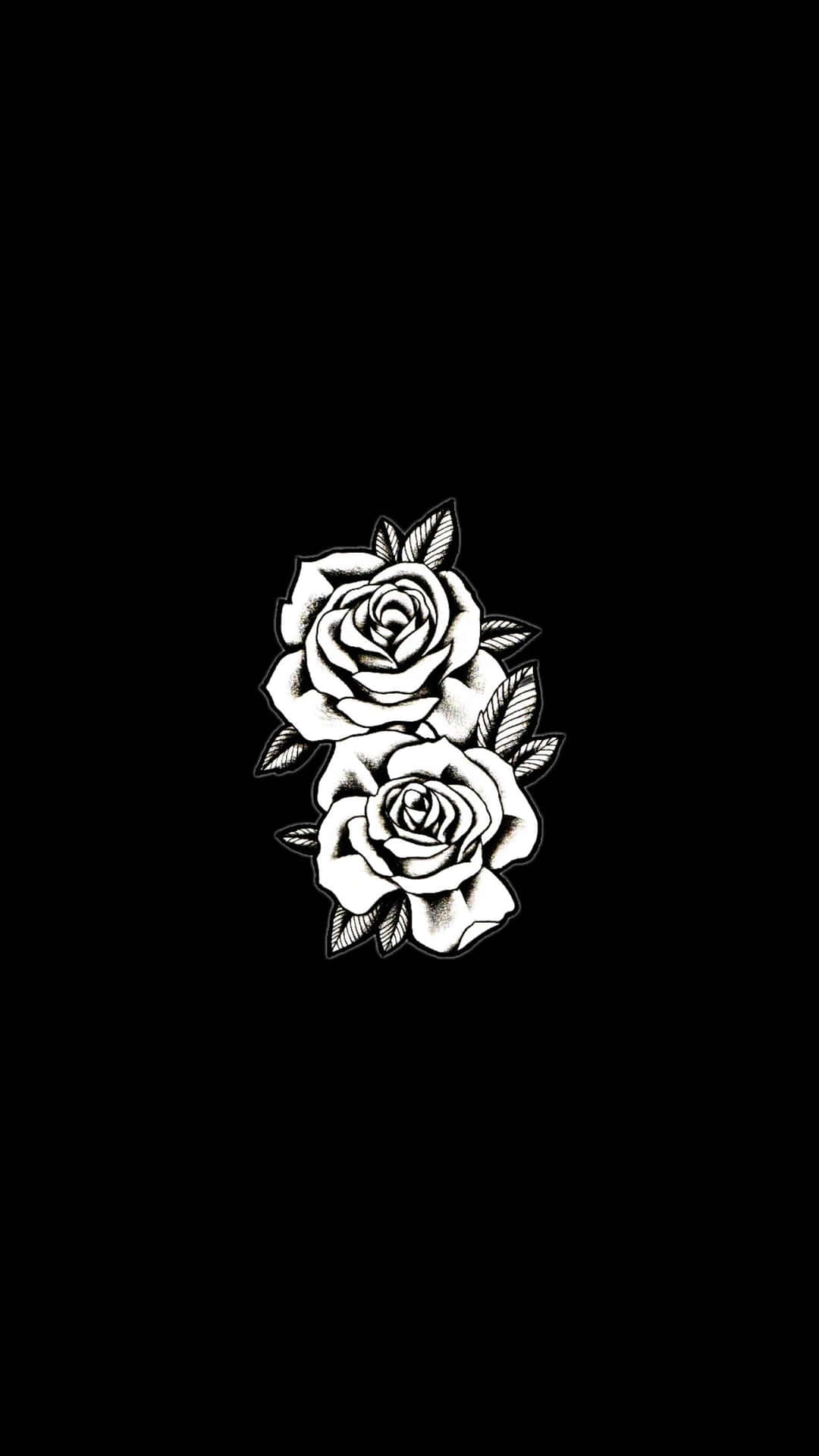 A Black Background With Two Roses On It Background