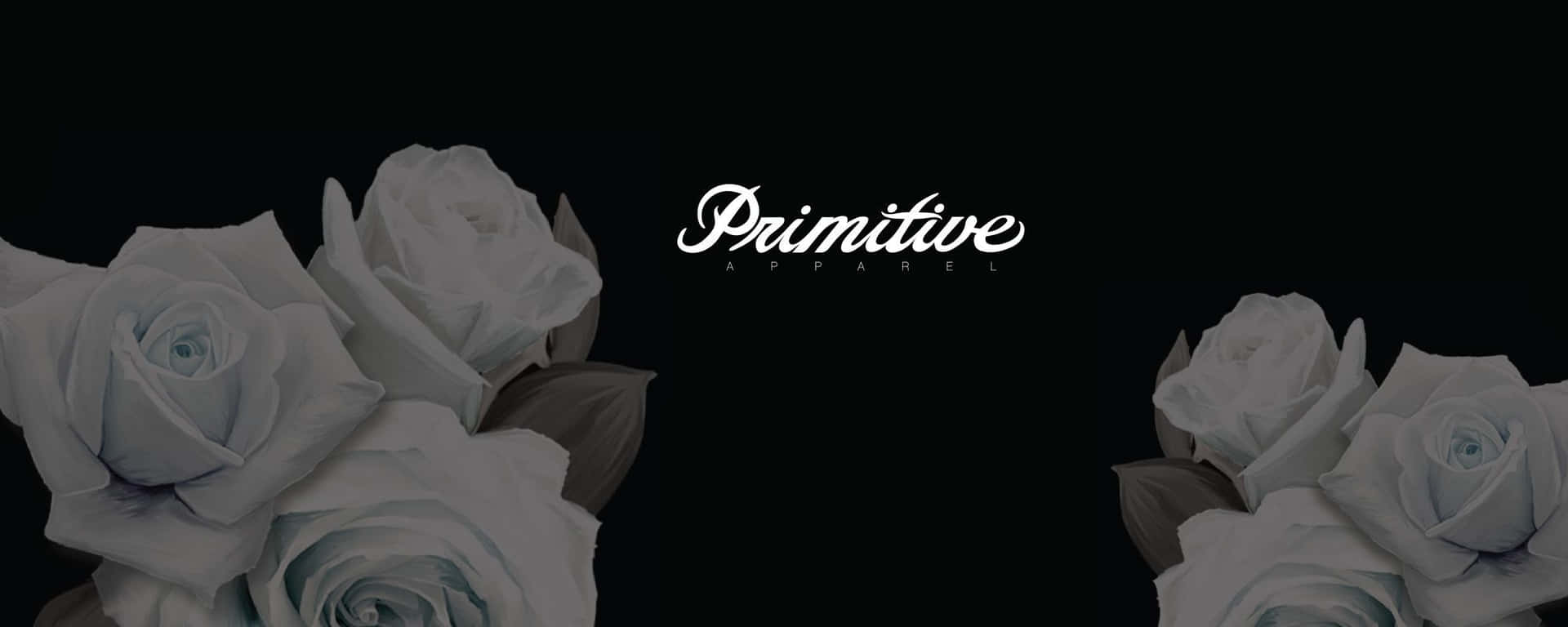 A Black Background With White Roses And The Word Primative Background