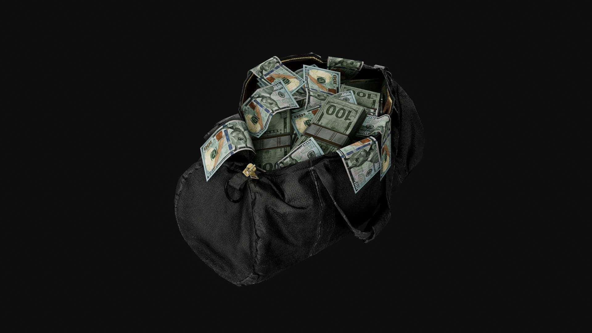 A Black Bag With Money Inside Of It Background