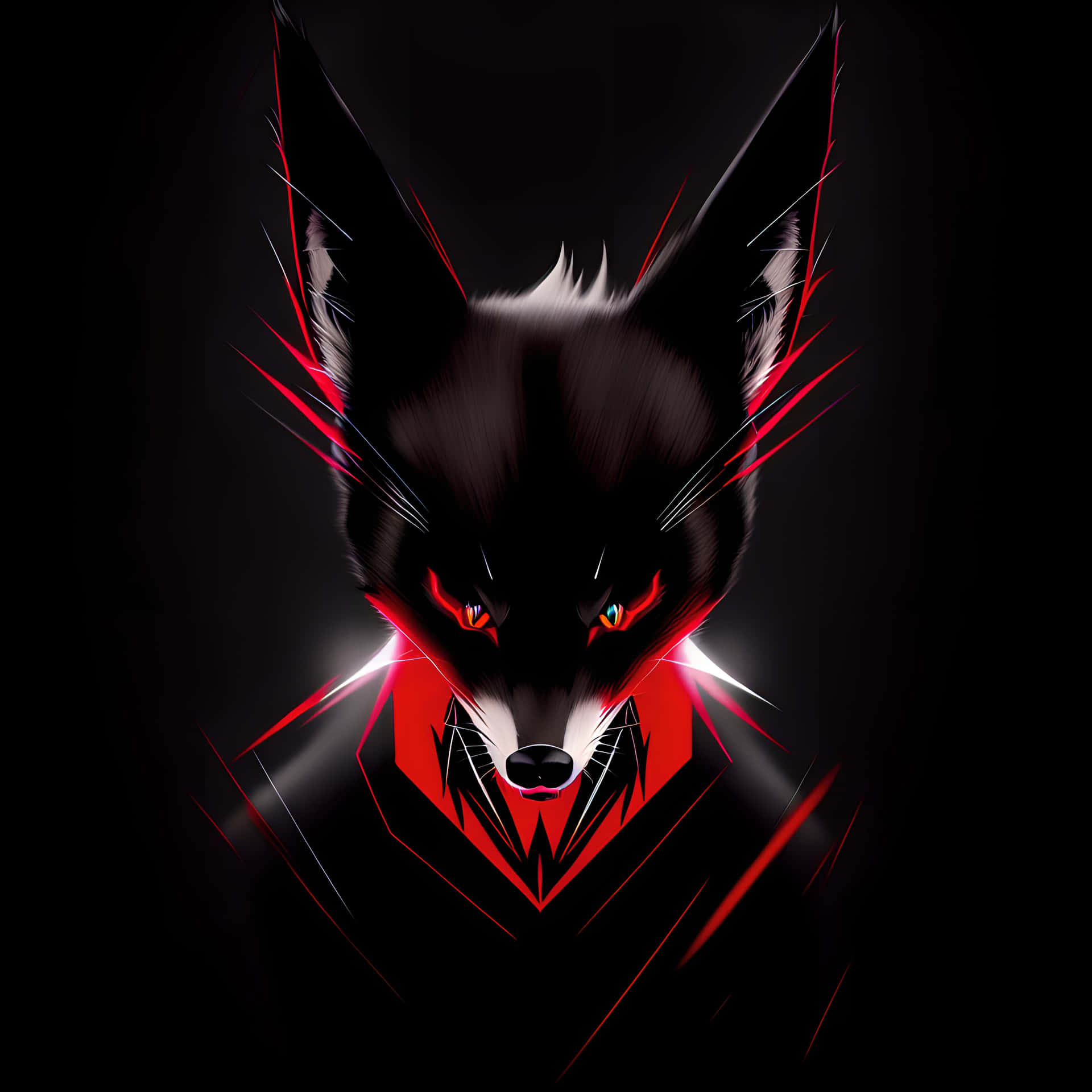 A Black Cartoon Fox, Full Of Curiosity And Allure Background