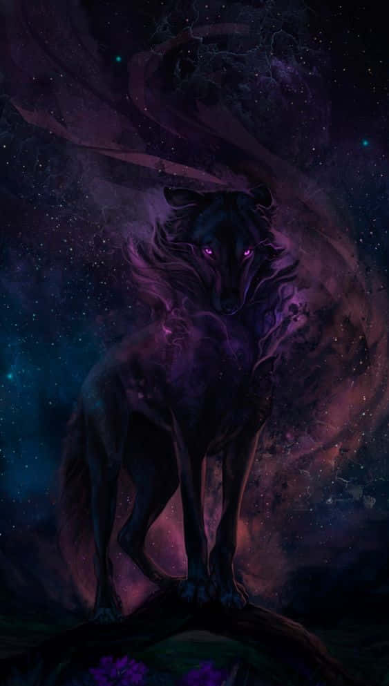 A Black Cartoon Fox Standing In A Meadow Background