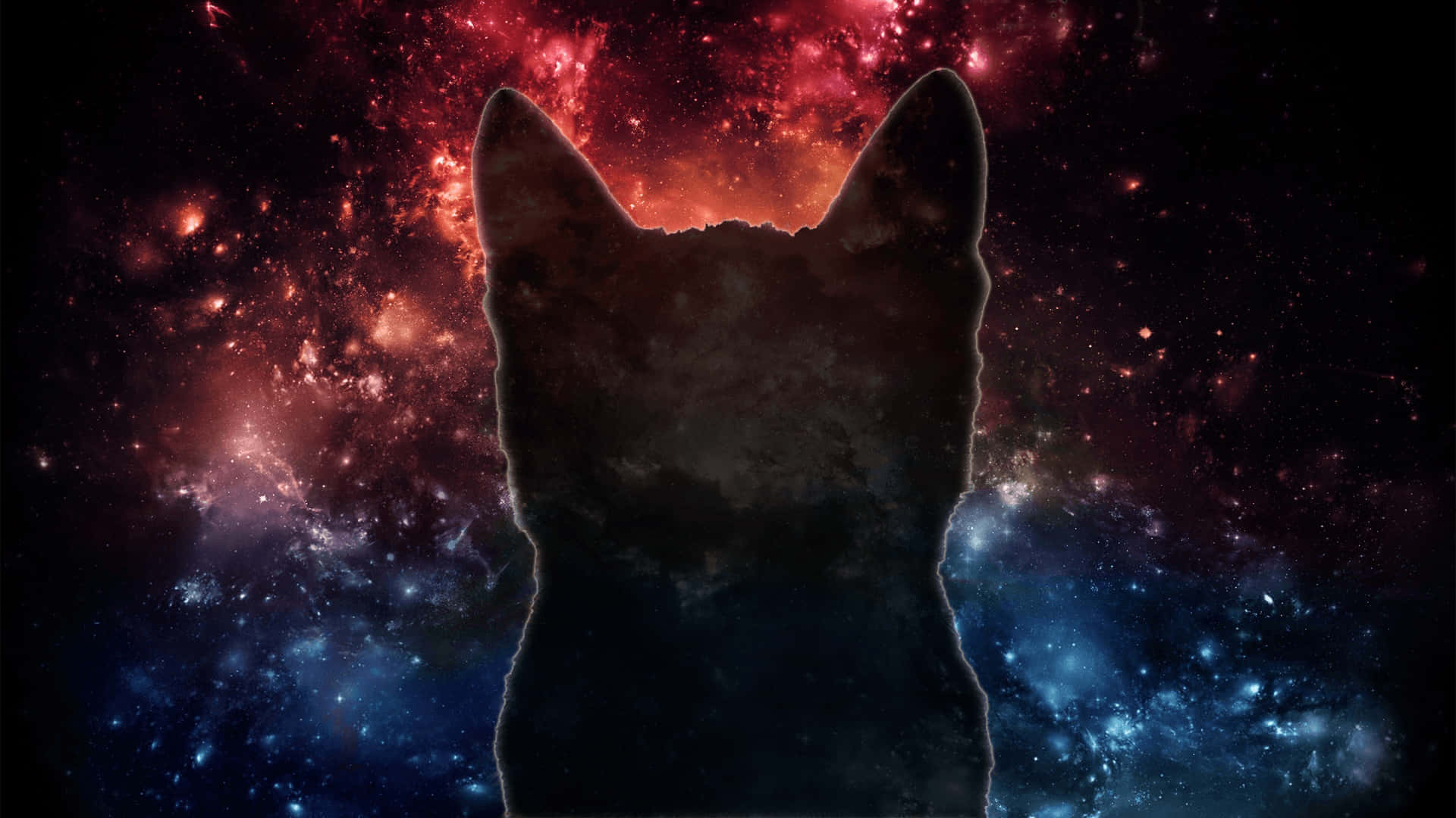 A Black Cat's Head In Space Background