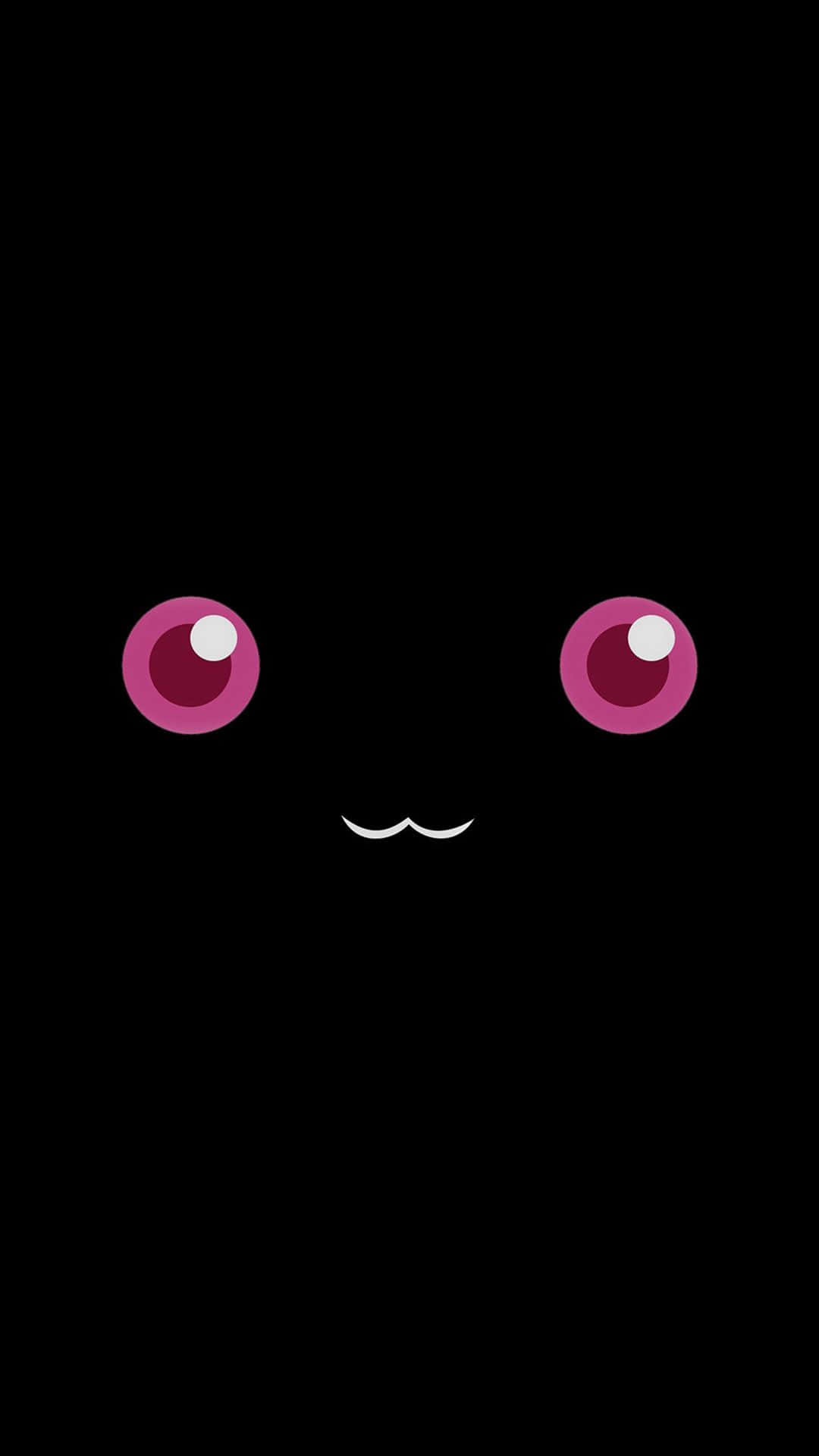 A Black Cat With Pink Eyes On A Black Background Background