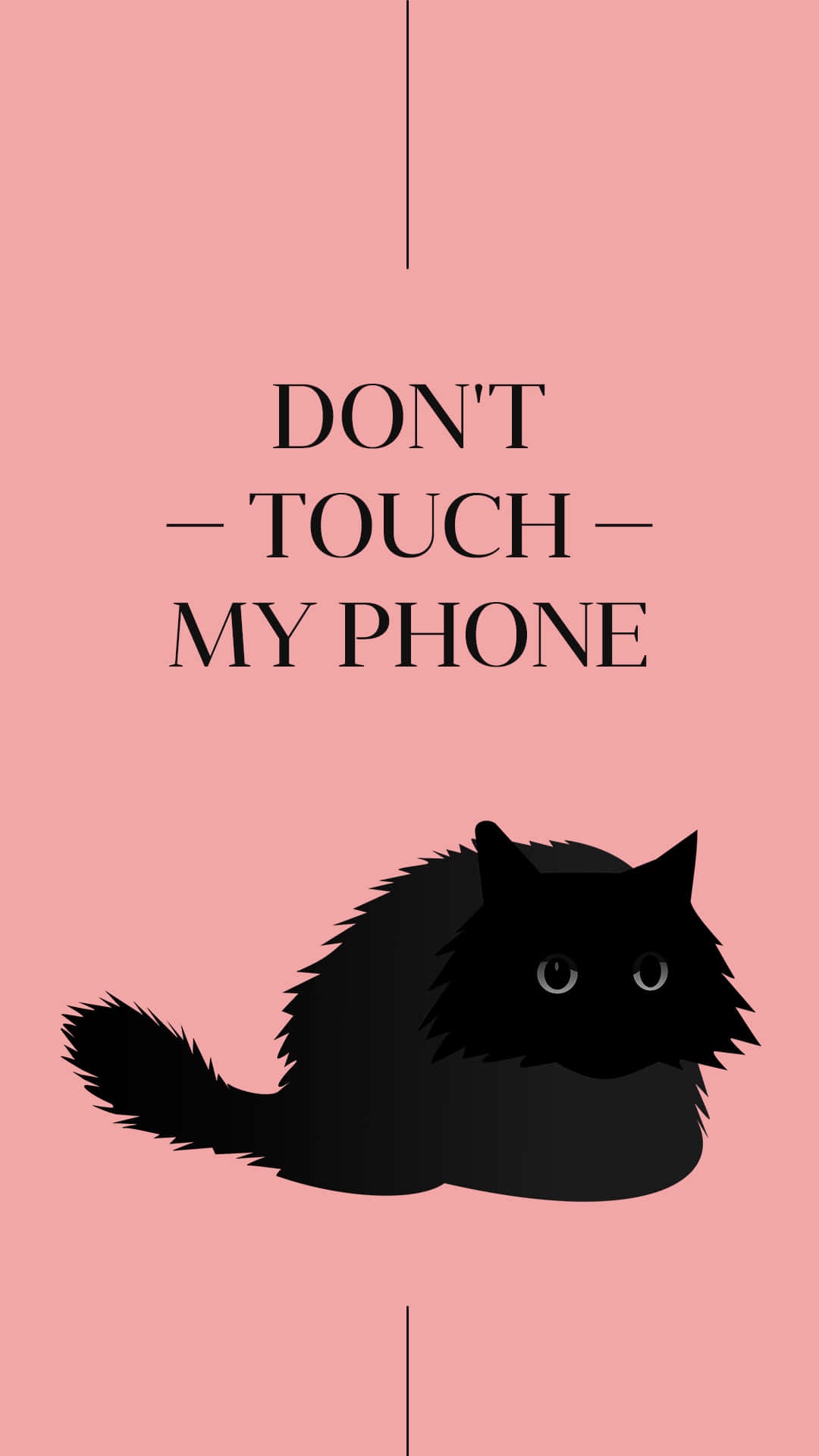A Black Cat With The Words Don't Touch My Phone Background