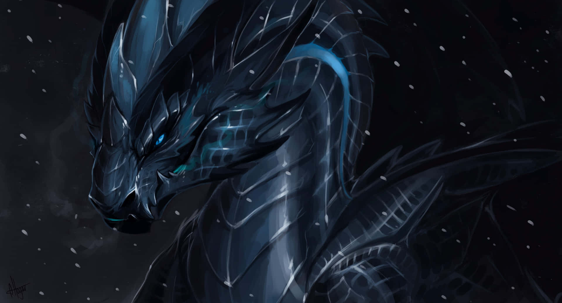 A Black Dragon In The Snow