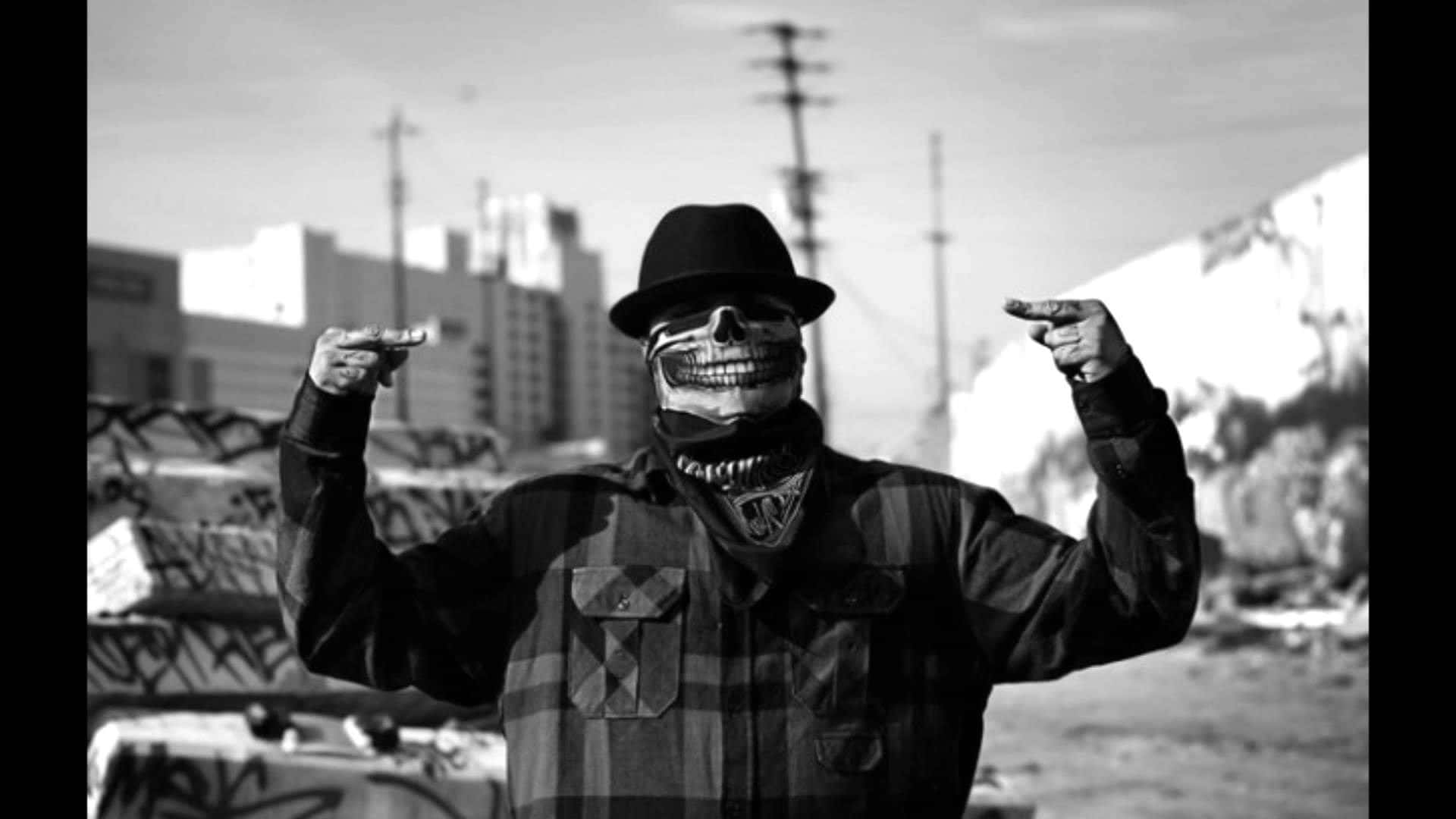 A Black Gangster Walking With His Crew In Their Neighbourhood. Background